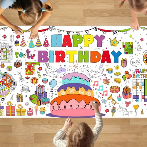 PADTIC Giant Coloring Poster,35x72Inch Versatile Under The Sea Activity Drawing Paper Coloring Tablecloth,DIY Sea Animal Poster Table Cover Kids Art Crafts Coloring Mat,Home Classroom Party Suppiles