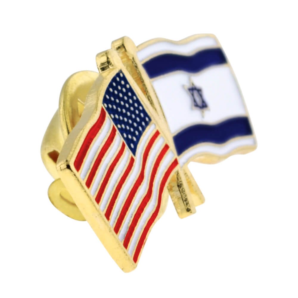 PinMart‘s USA and Israel Crossed Friendship Flag Enamel Lapel Pin - Country Flags Pins For Hats, Jackets, and Backpacks