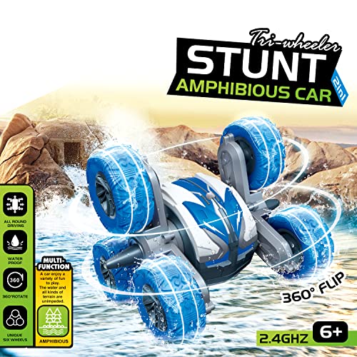 Threeking Waterproof RC Stunt Cars Remote Control Car Double sided Driving 360 degree Flips Rotating car Toy Gifts Presents for Boys/Girls Ages 6+