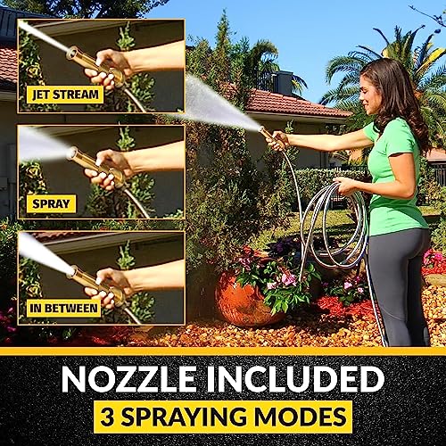 Bionic Steel Pro 75 FT Garden Hose with Nozzle, 304 Stainless Steel Metal Water Hose 75Ft, Flexible Hose, Kink Free, Lightweight and Durable, Crush Resistant Fitting, Easy to Coil, 500 PSI 2024 Model
