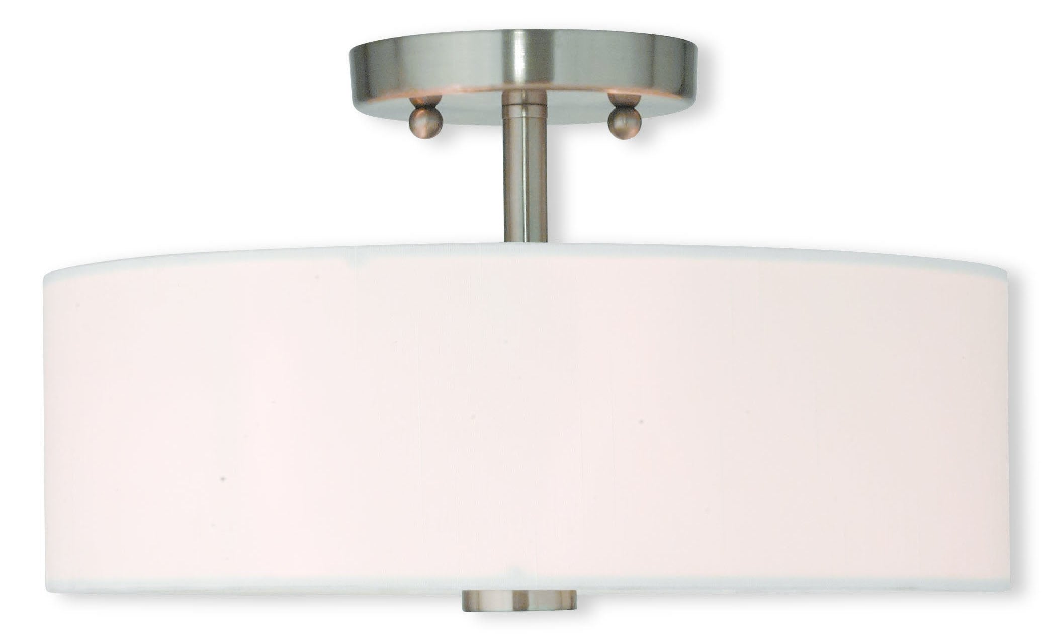 Livex Lighting 51053-91 Brushed Nickel Flush Mount with Off-White Fabric Hardback Shade