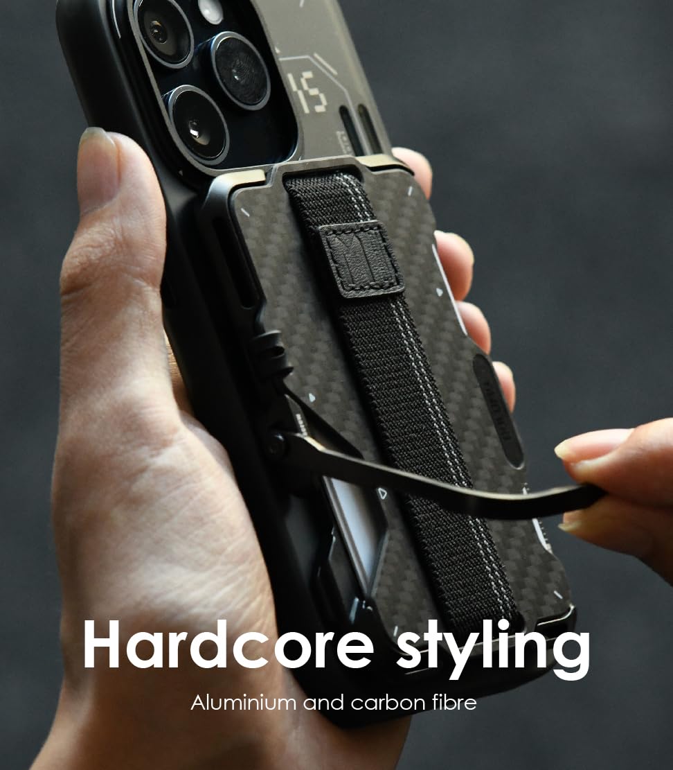 Aulumu G03 Carbon Fiber Magnetic Wallet Card Holder | Magnetic Wallet Compatible with MagSafe | Multi Function - Mobile Phone Stand/Grip | Bottle Opener | RFID Shielding Card