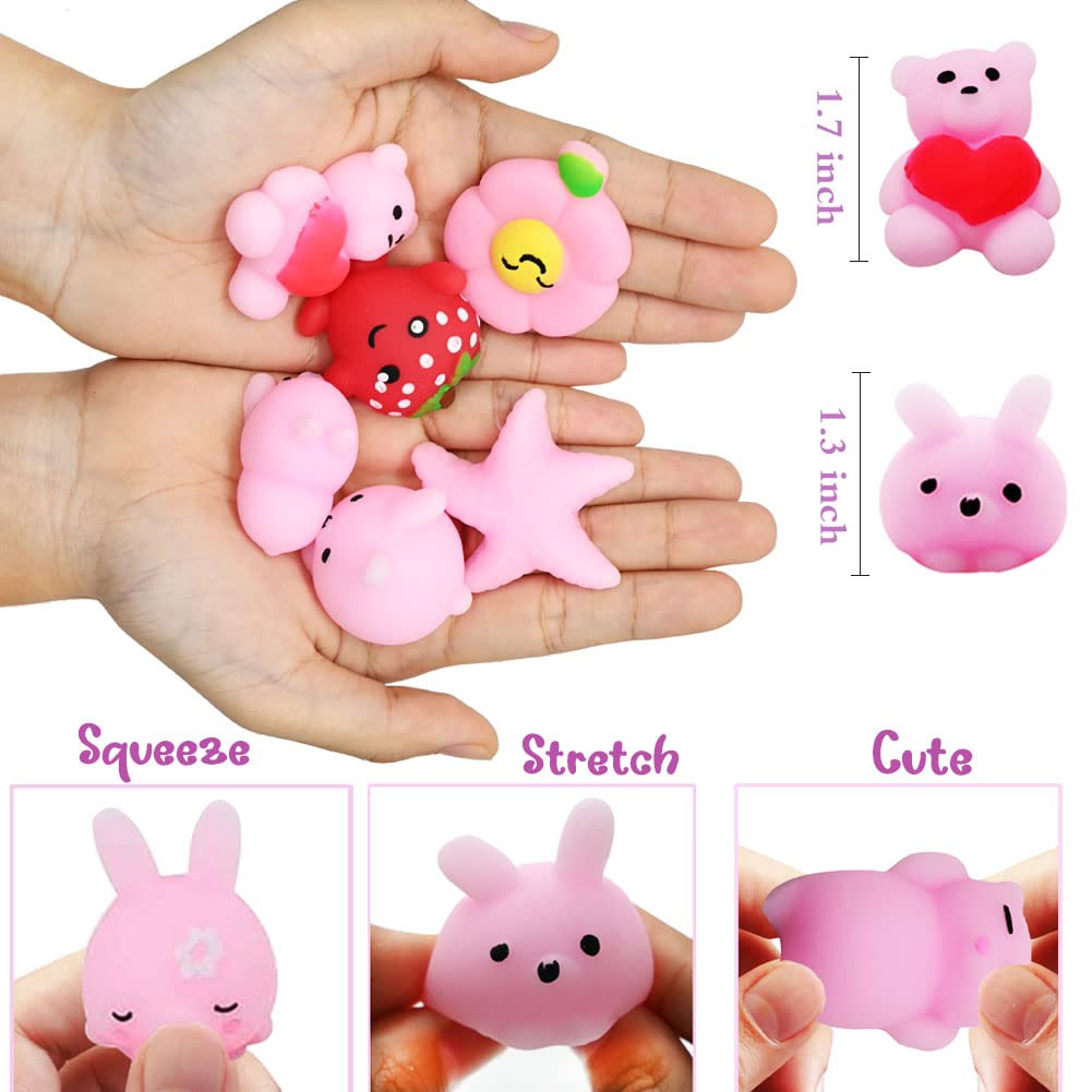 DINESIL 28 Packs Mochi Squishy Toys, Kawaii Animal Squishies Stress Relief Toy for Classroom Exchange, Game Prizes, Easter Party Favors, Goodie Bag Stuffers