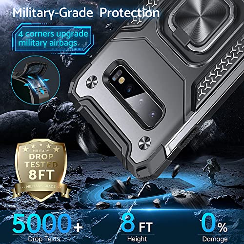 Anqrp Galaxy S10 Case, Military Grade Protective Phone Case Cover with Enhanced Metal Ring Kickstand [Support Magnet Mount] Compatible with Samsung Galaxy S10, Black