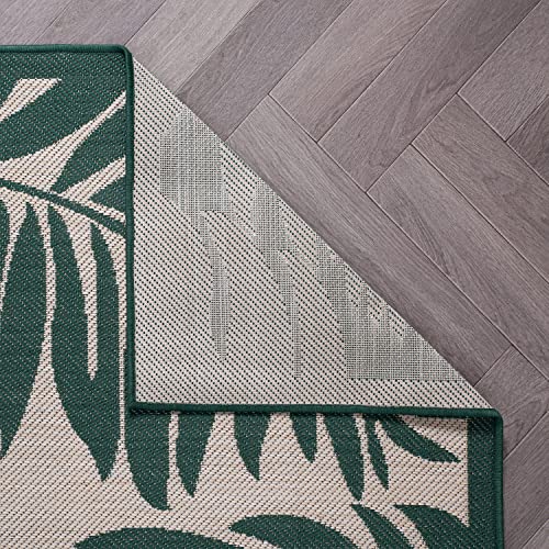 Rugshop Salvora Floral Leaves Textured Flat Weave Easy Cleaning Outdoor Rugs for Deck,Patio,Backyard Indoor/Outdoor Area Rug 2' x 3' Green