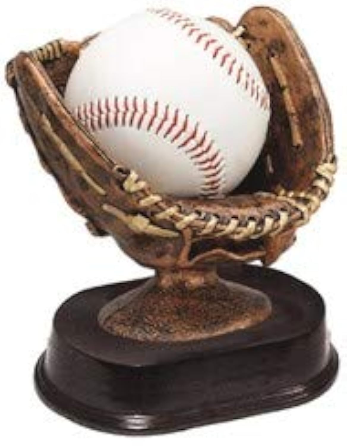 Baseball Glove Ball Holder Trophy, Bronze - 5 Inch Tall | Game Ball Holder Award - Engraved Plate on Request - Decade Awards