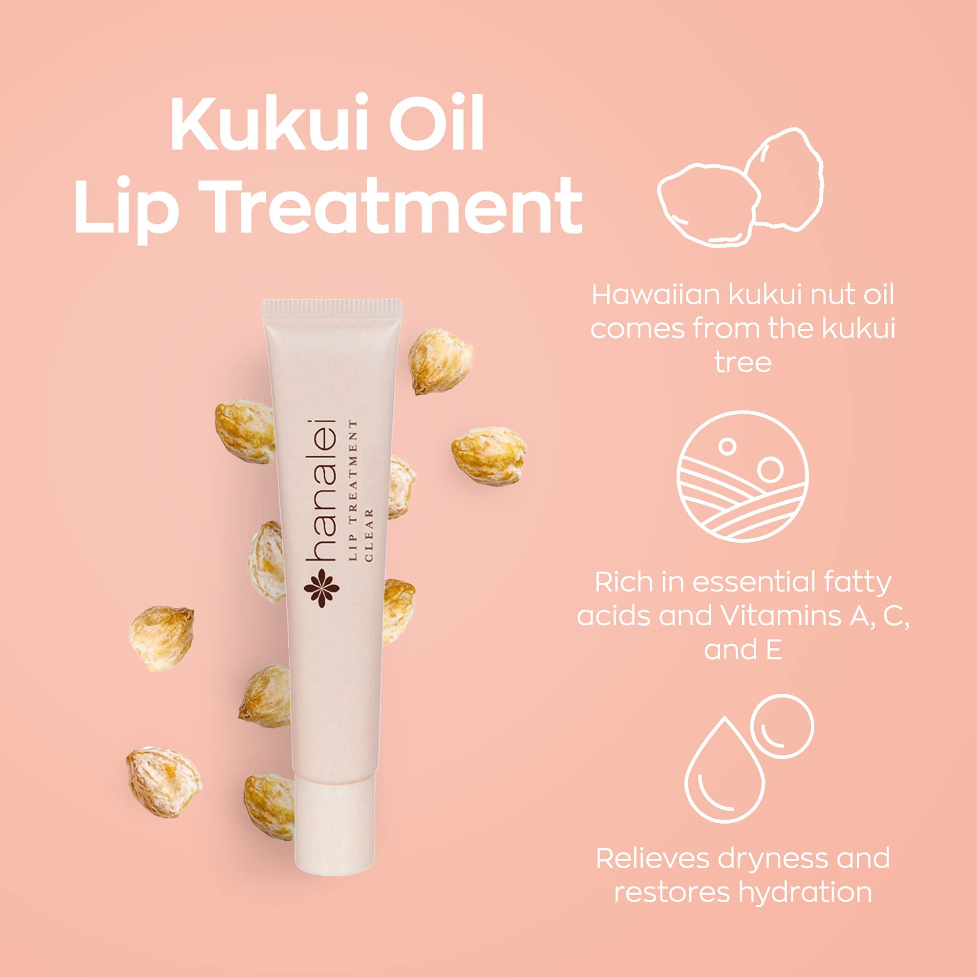 Hanalei Clear Lip Treatment Bundle (Full-Size and Travel-Size 3 Pack) | Made with Kukui Oil, Shea Butter, Agave, and Grapeseed Oil, Soothe Dry Lips (Cruelty free, Paraben free)