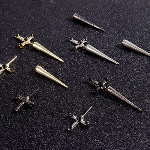 Sword Earrings for Women Gothic Earrings Cool Sword Screw Earrings Black Cubic Zirconia Dagger Earrings Punk Halloween Jewelry Gifts(71205)