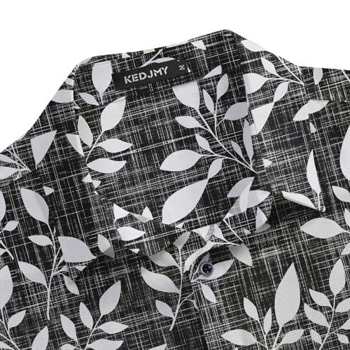 KEDJMY Hawaiian Shirt for Men Short Sleeve Beach Shirts Button Down Tropical Shirts Casual Aloha Shirts M Black Hawaiian Shirts for Men