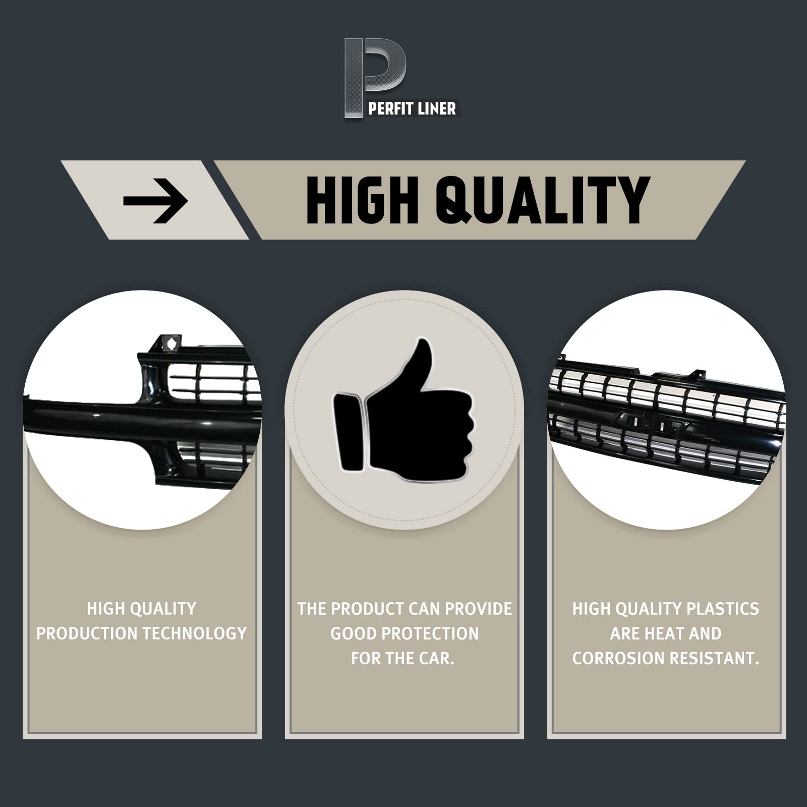 Perfit Liner Front Grille Grill Black Compatible with 1999-2002 Chevrolet Silverado 1500 2500 & 2000-2006 Tahoe Suburban 1500 2500 GM1200490 19131244