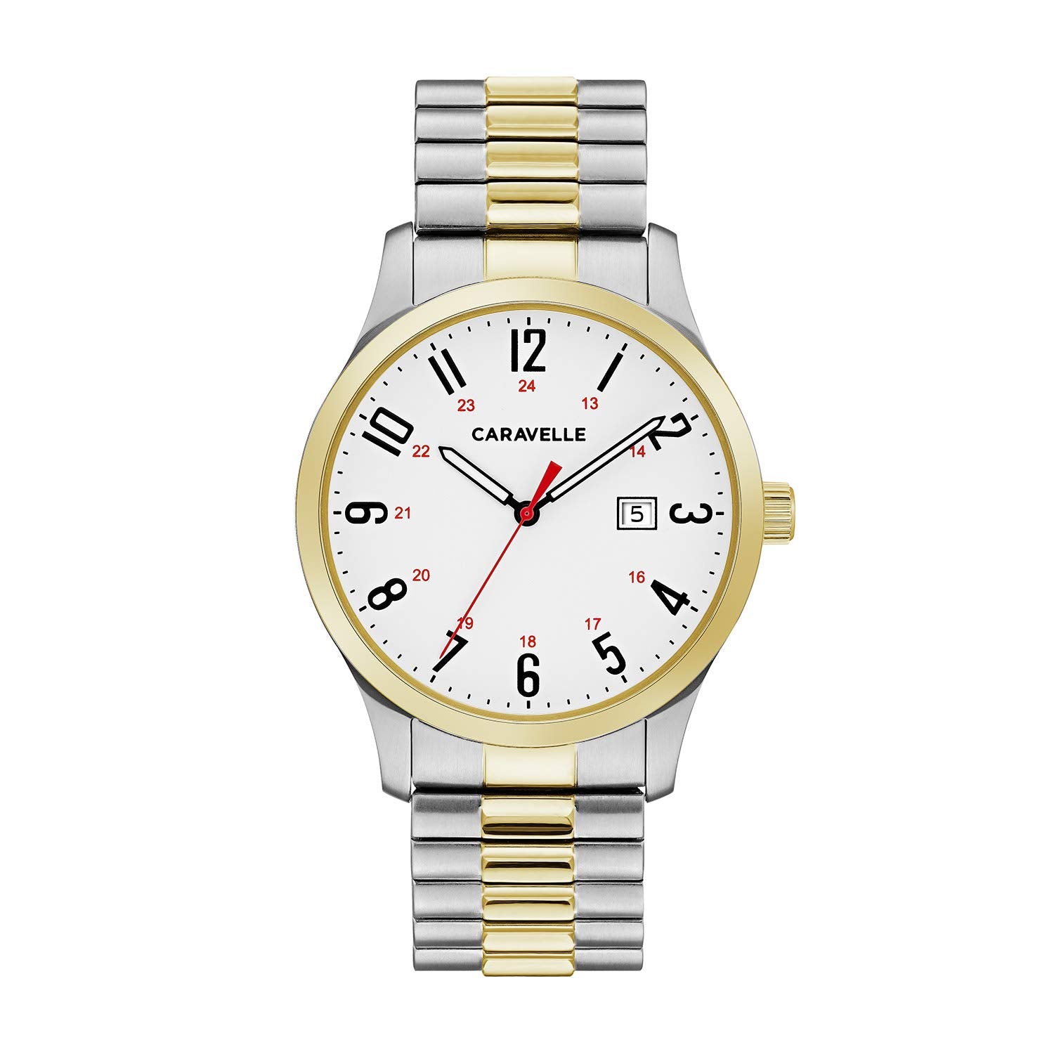 Caravelle by Bulova Men's Traditional Quartz Two-Tone Stainless Steel 3-Hand Date Quartz Watch with Expansion Band Style: 45B147