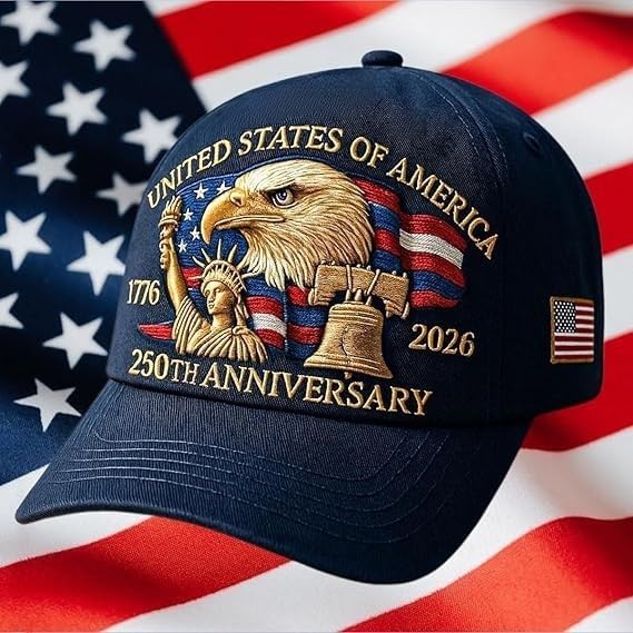 Eagle & Liberty,United States 250th Anniversary Hat,250th Anniversary USA Hat,Bald Eagle Embroidery Patriotic Baseball Cap (A)
