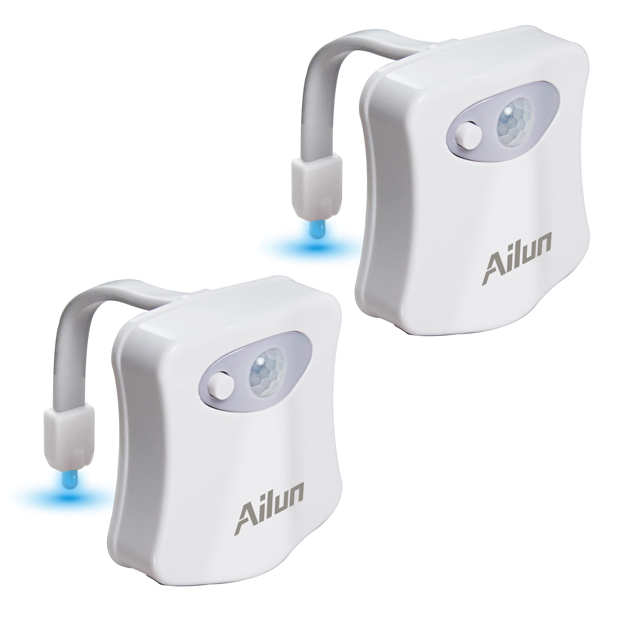 Toilet Night Light 2Pack by Ailun Motion Sensor Activated LED Light 8 Colors Changing Toilet Bowl Illuminate Nightlight for Bathroom Battery Not Included Perfect with Water Faucet Light