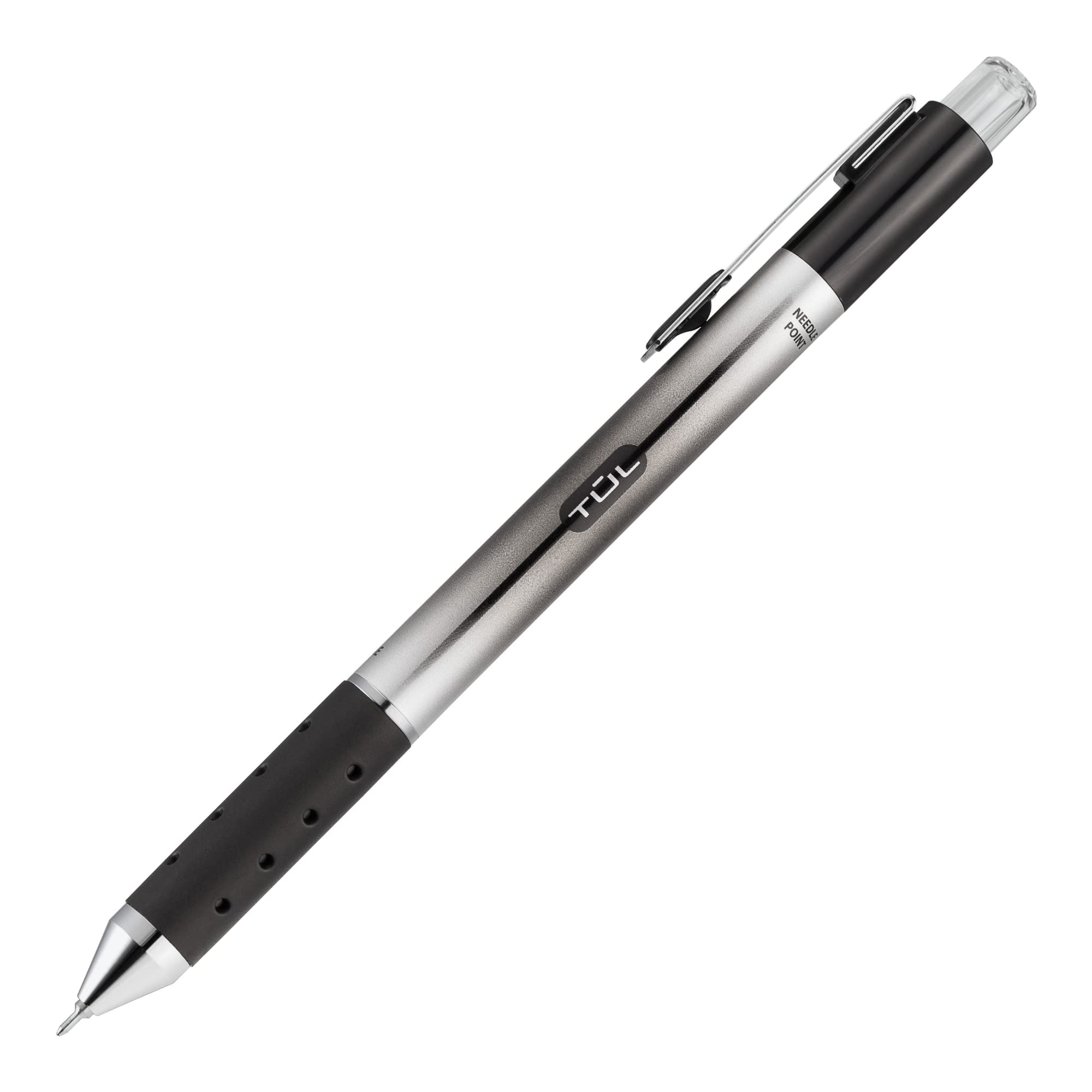 TUL GL1 Retractable Gel Pen, Needle Point, 0.5 mm, Gray Barrel, Black Ink, Pack Of 12