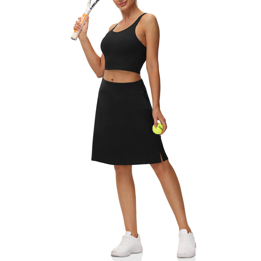 Women's 20 Inch Tennis Knee Skirts With Pockets High Waisted Shorts