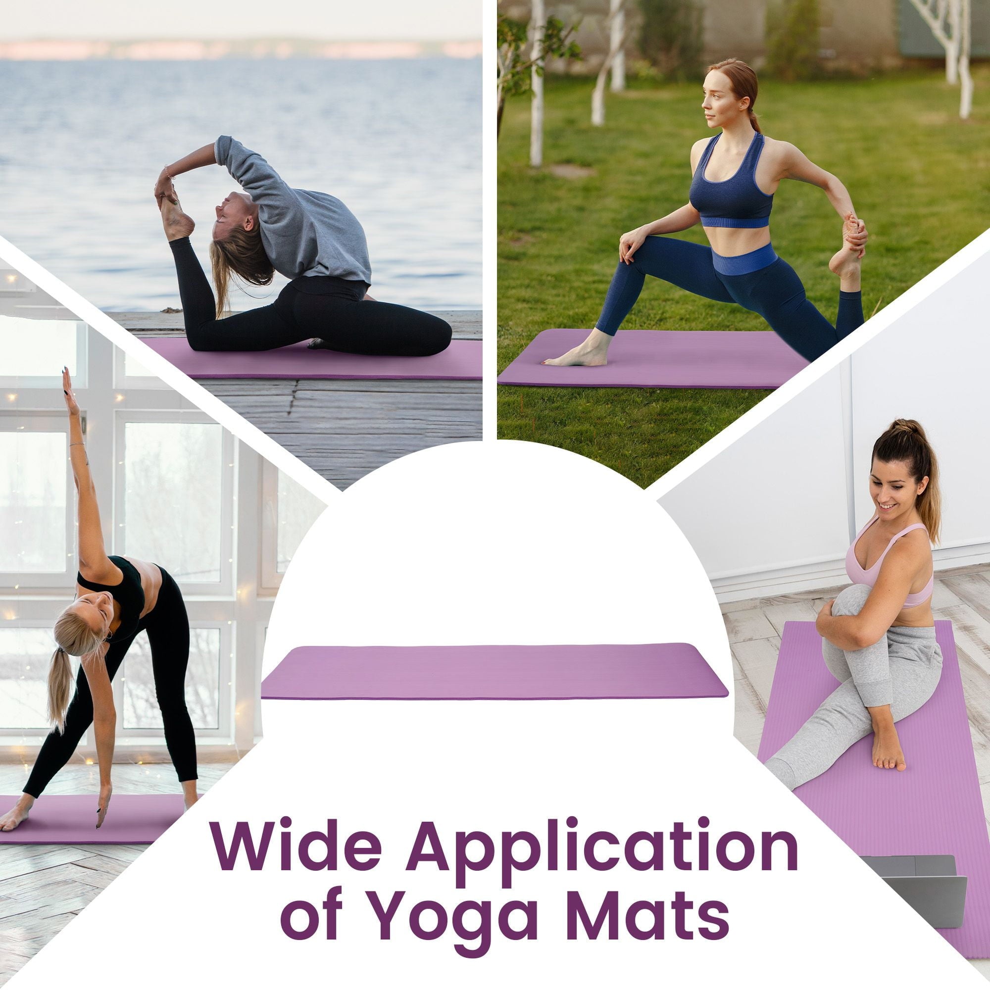 Fitvids 1/2-Inch Thick High Density Exercise Yoga Mat with Carrying Strap, Taro Purple