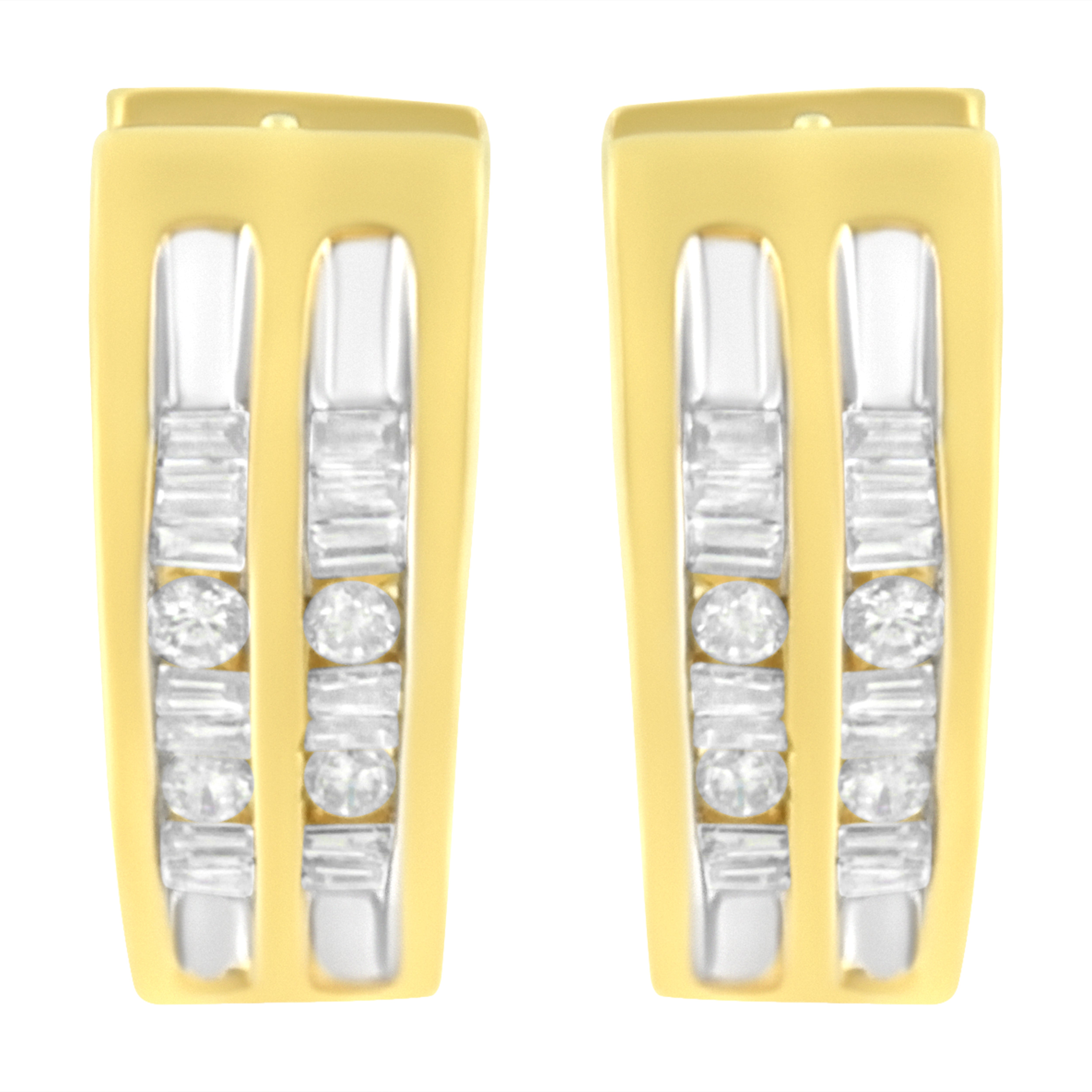 10K Yellow Gold 1/2 cttw Diamond Huggy Heart Hoop Earrings (I-J Clarity, I2-I3 Color)