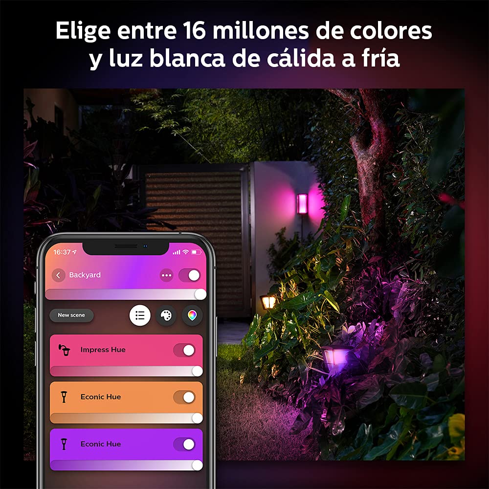 Philips Hue Econic White & Color Ambiance Outdoor Smart Pathway Light Base kit (Hue Hub Required), 1 Pathway Light + mounting kit, Works with Alexa