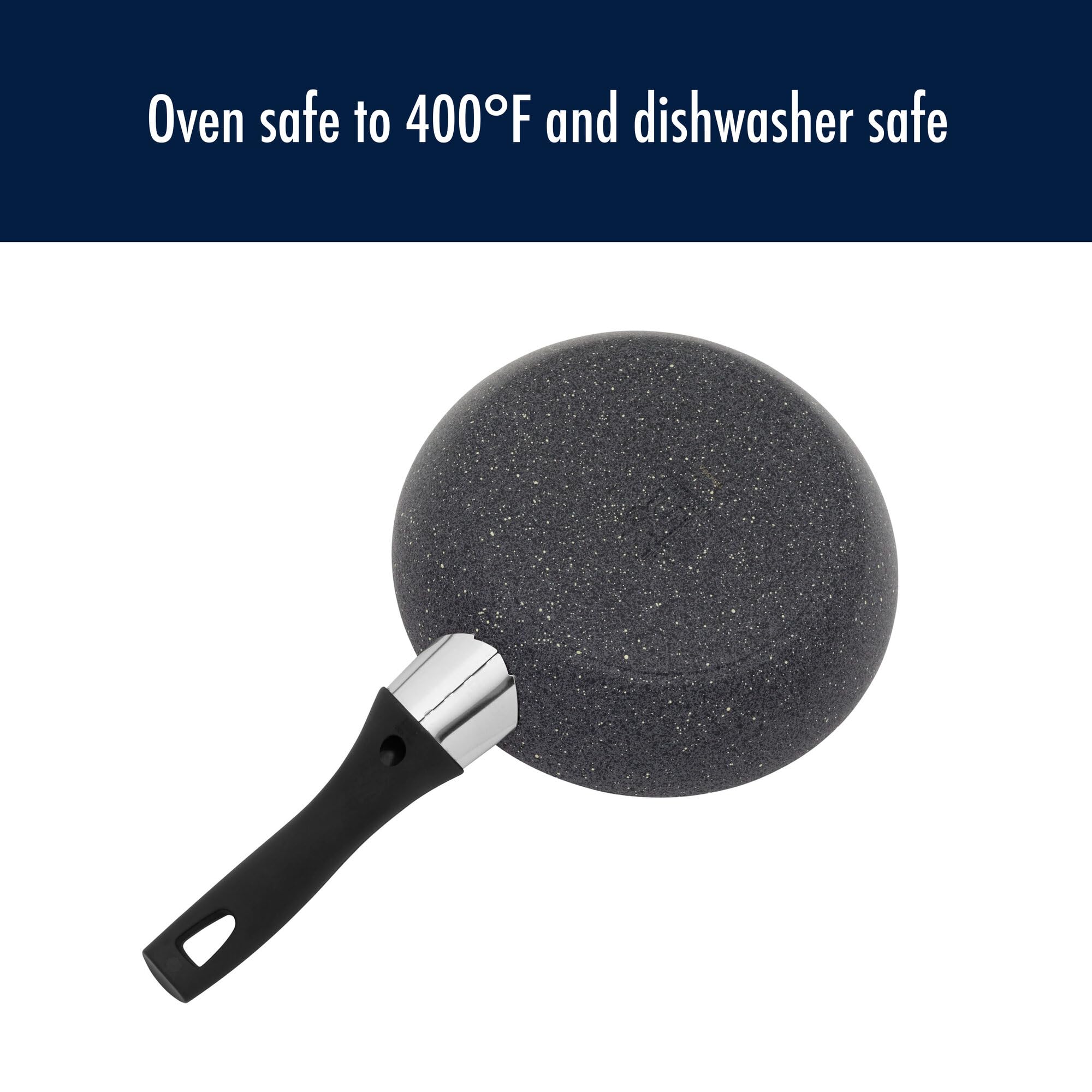 Henckels Everlift 8-inch Granitium Nonstick Frying Pan, Made in Italy, durable 3-layer granite-hued nonstick coating from recycled materials, Oven safe to 400°F, Dishwasher safe