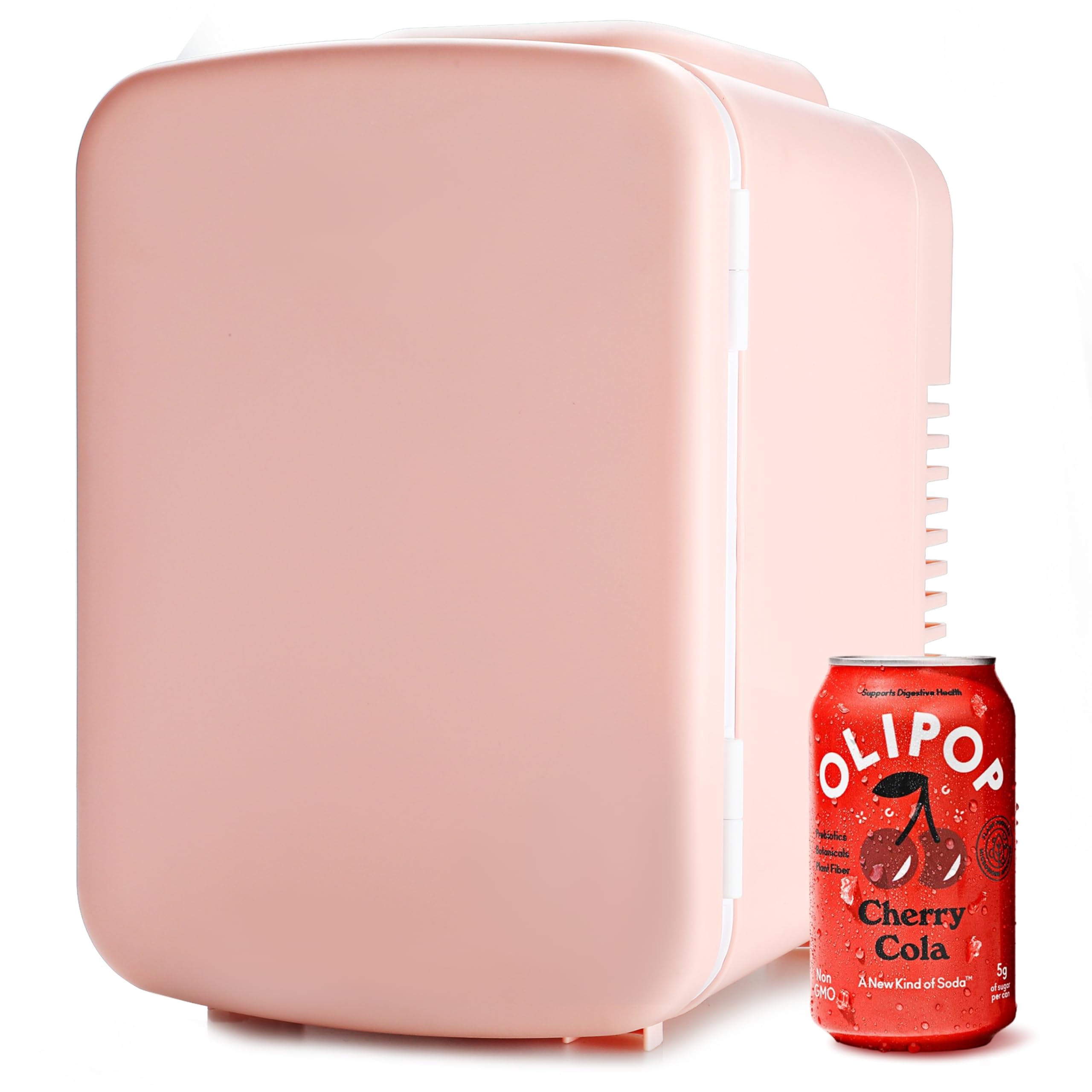 HealSmart 4L/6 Can Mini Fridge, Freon-Free Portable Cooler & Warmer Refrigerator for Skincare, New Pink