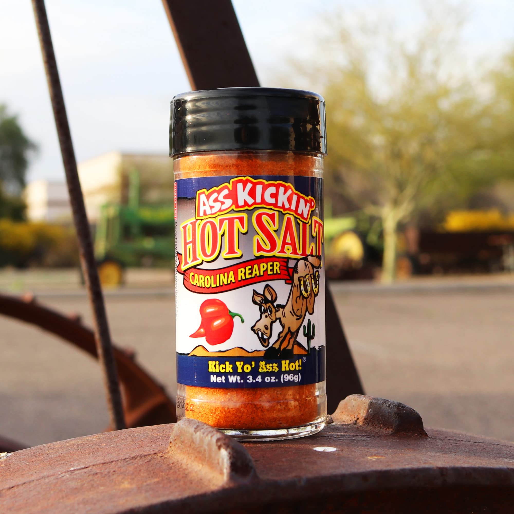 ASS KICKIN' Hot Spicy Carolina Reaper Pepper Salt – 3.4oz. Shaker Jar - Perfect Flavored Salt for Popcorn Seasoning, Margarita Salt and French Fry Seasoning - Premium Gourmet Gift