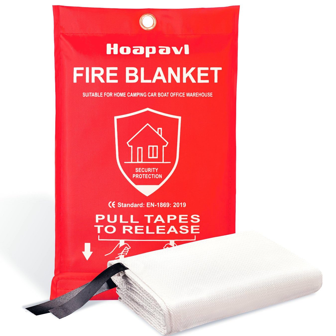 Hoapavi Emergency Fire Blanket, 40” x 40” Fire Blanket for Home and Kitchen, Fiberglass Fire Blankets for Camping Car Boat Office Warehouse Fire Safety, Quickly Suppresses The Spread of Fire