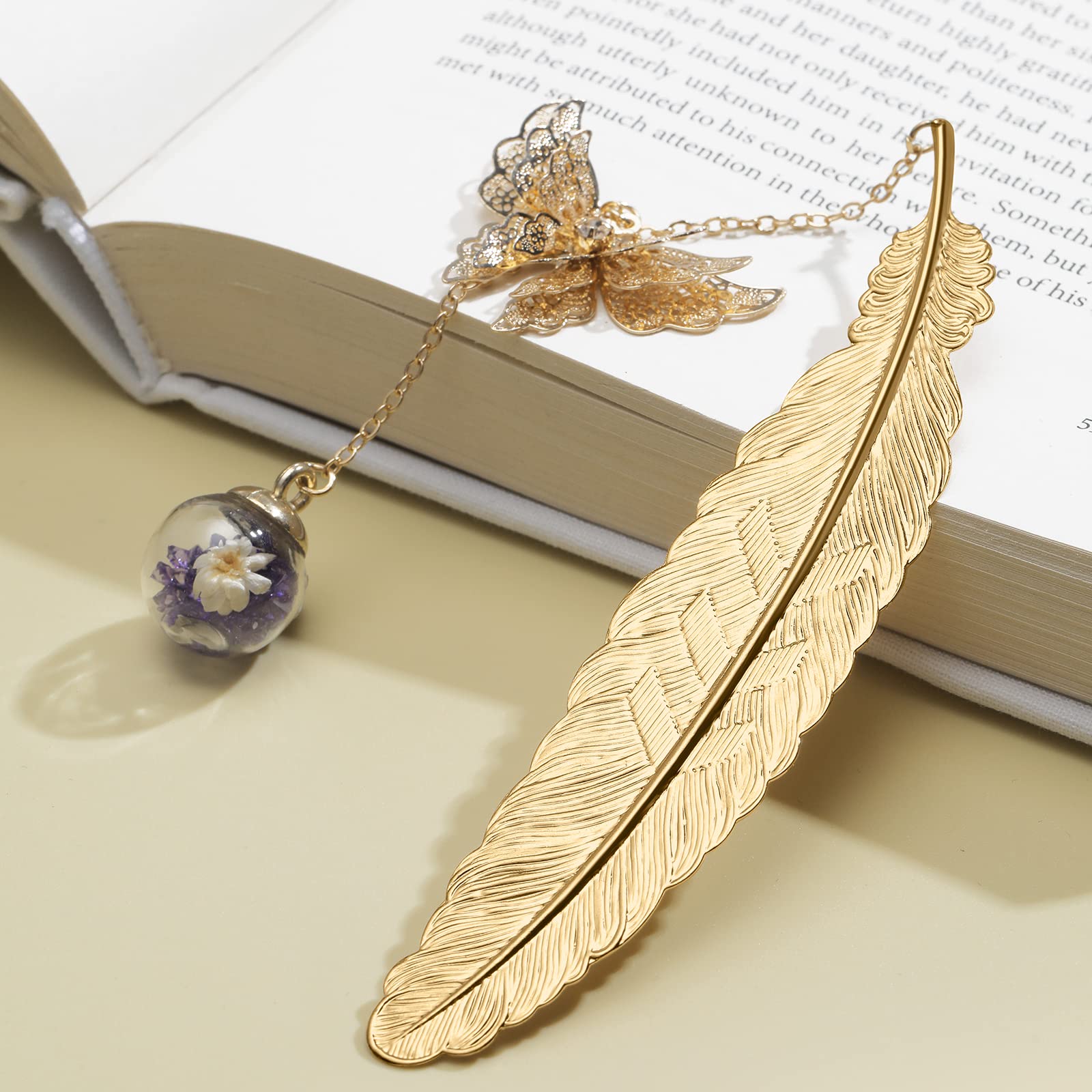 Metal Butterfly Feather Bookmark Birthday Gifts Teacher Christmas Gifts for Women Christmas Stocking Stuffers for Women Teacher Appreciation Gifts Bookmarks for Women Girls Readers Book Lover