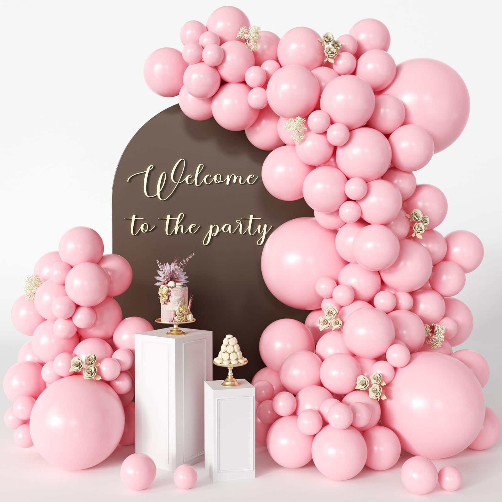 CVPARTYON Light Pink Balloons 125 pcs Different Sizes of 8 12 10 5 Inch Pastel Baby Pale Pink Balloon Arch Kit Garland for Princess Birthday Baby Shower Gender Reveal Valentine's Day Party Decoration