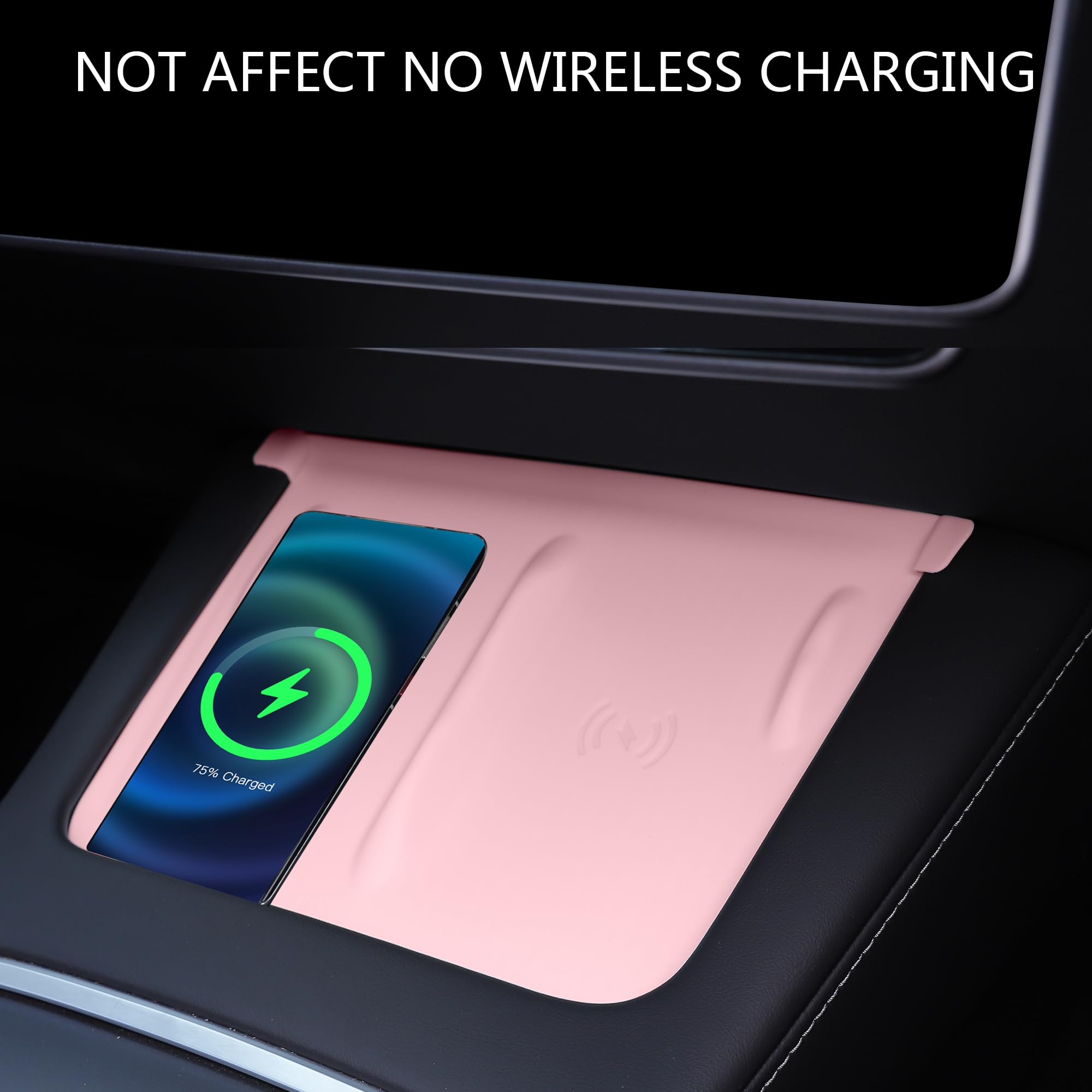 TOPABYTE 3PCS Tesla Cup Holder Insert, Screen Edge Protector Frame, Center Console Wireless Charger Mat Silicone Model 3 Model Y Accessories 2021-2023, Not for Model 3 Highland, Pink