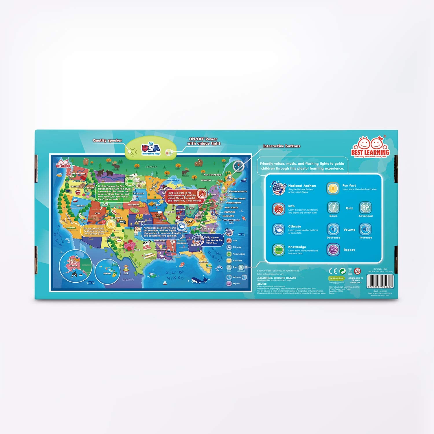 BEST LEARNING i-Poster My USA Interactive Map - Educational Smart Talking Poster Toy for 5 to 12 Years Kids Boy or Girl | Geography Electronic Game for 5, 6, 7 Years | Ideal Birthday Present