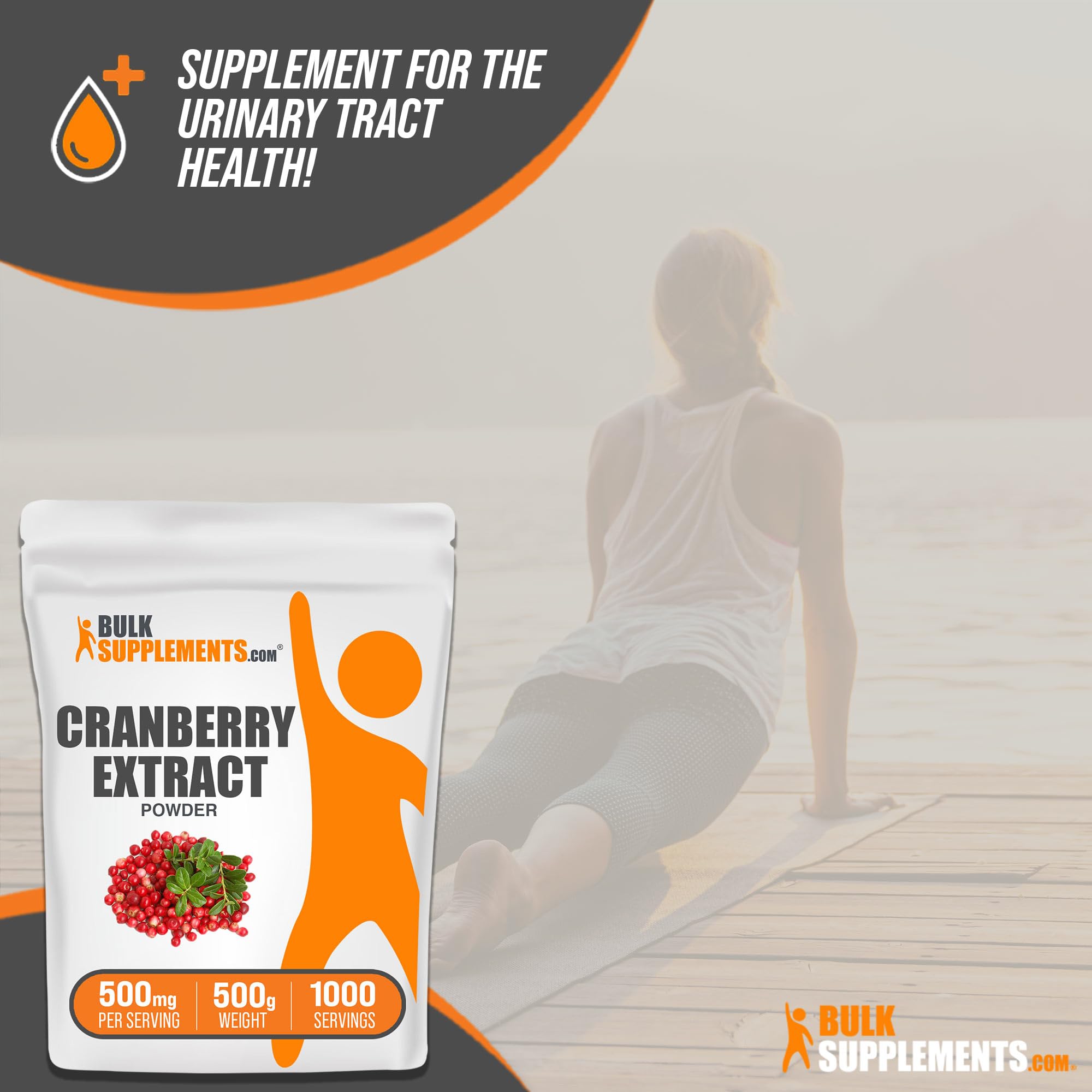 BulkSupplements.com Cranberry Extract Powder - Cranberry Supplements for Women & Men, Cranberry Extract 500mg - Vegan & Gluten Free, 500mg per Serving, 500g (1.1 lbs) (Pack of 1)