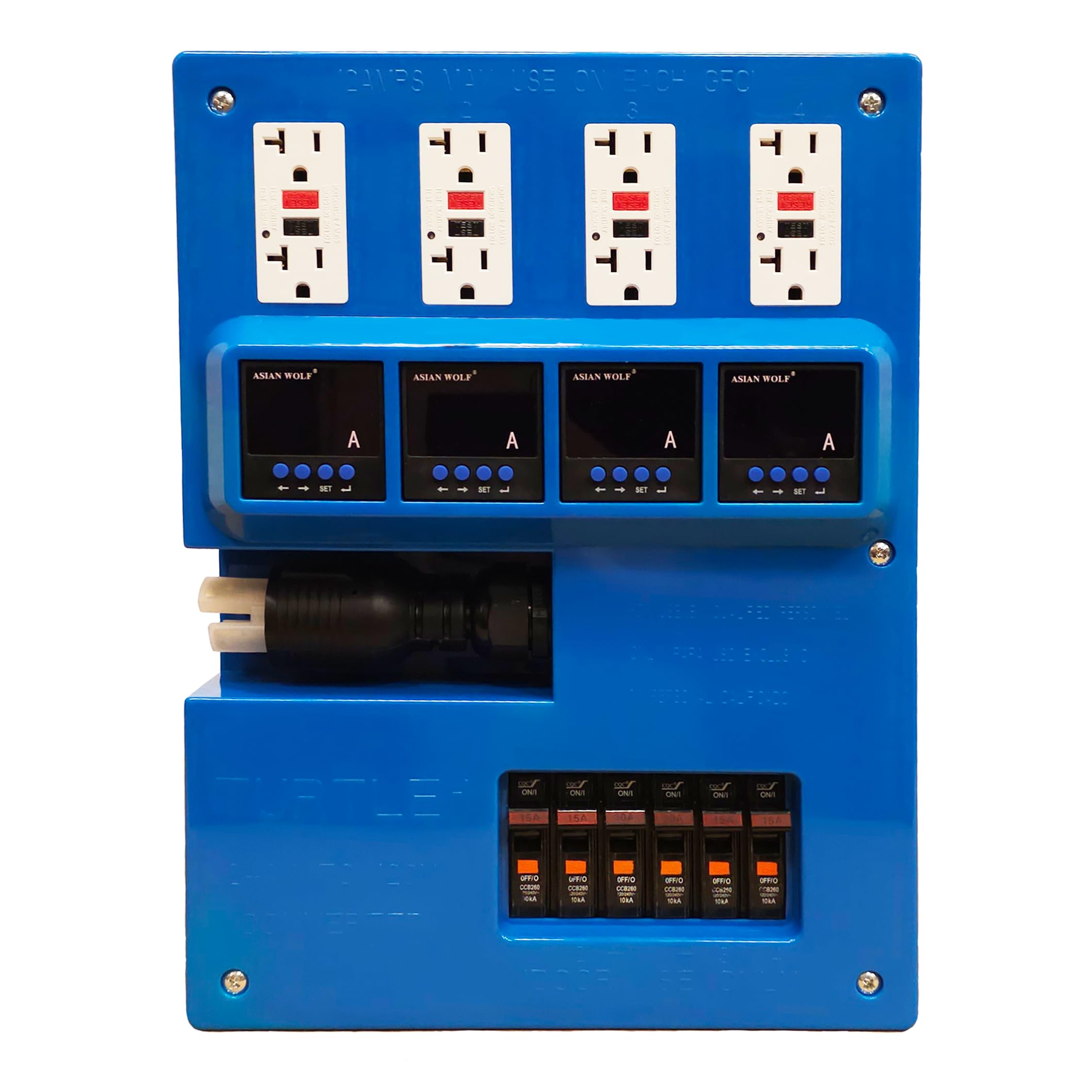 ASD Products- Turtle Power Distribution Kit Turns 30amps of 240v to 60 Amps at 120v, 4 x Dual GFCI, Individual 15 Amp Breakers