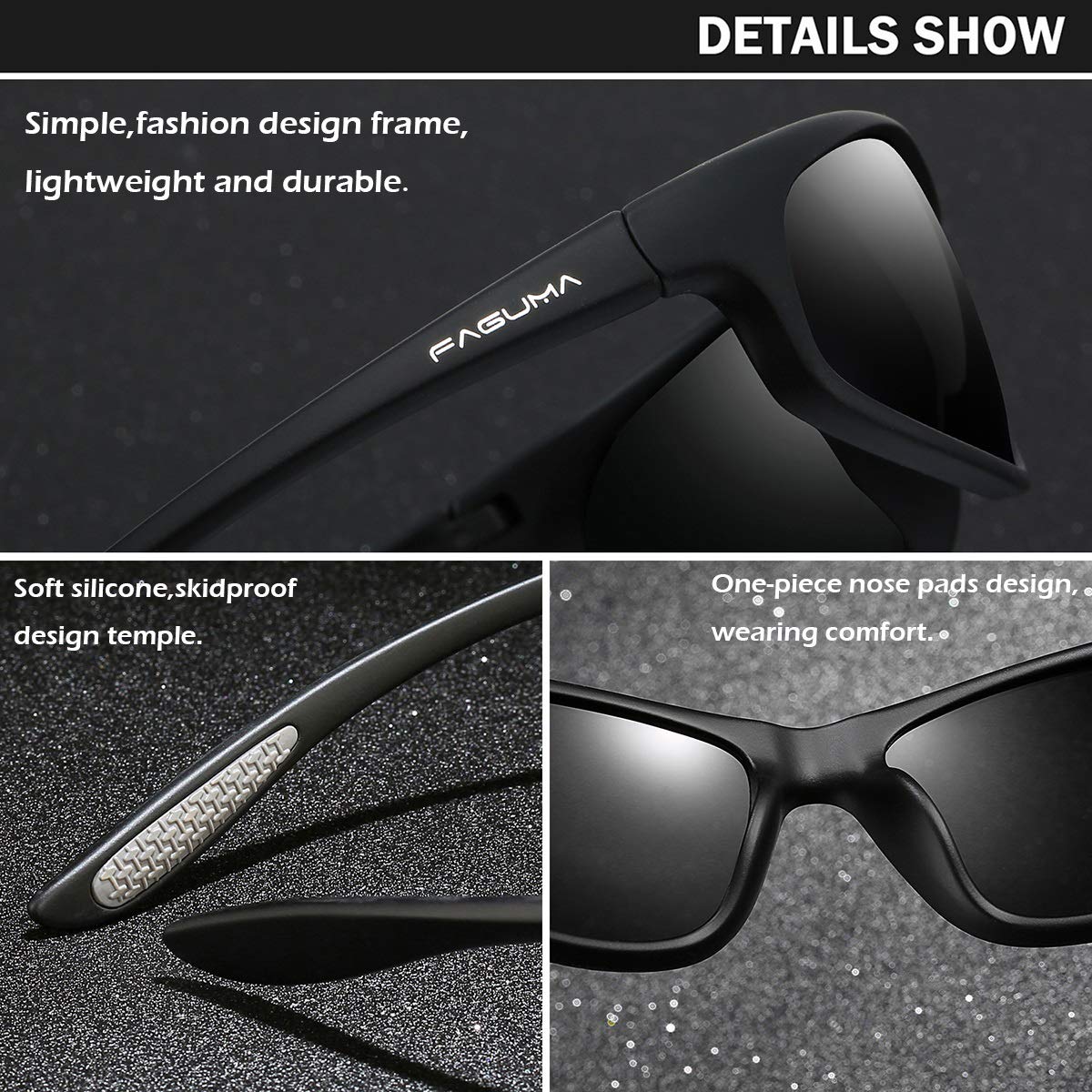 FAGUMA Polarized Sports Sunglasses For Men Cycling Driving Fishing UV400 Protection