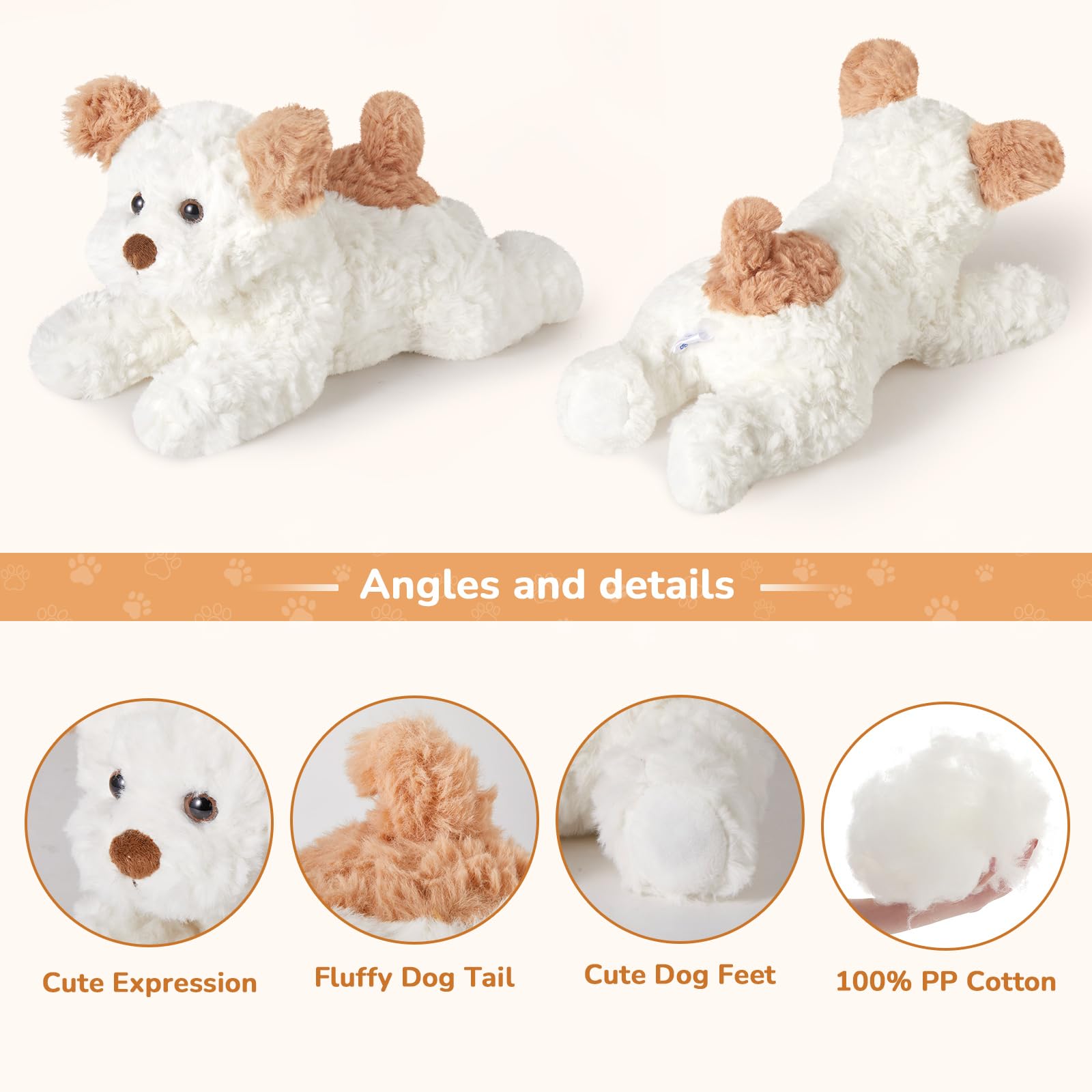 Athoinsu Adorable Dog Plush Soft Puppy Stuffed Animals Birthday Gifts for Baby Kids Toddlers, 12”