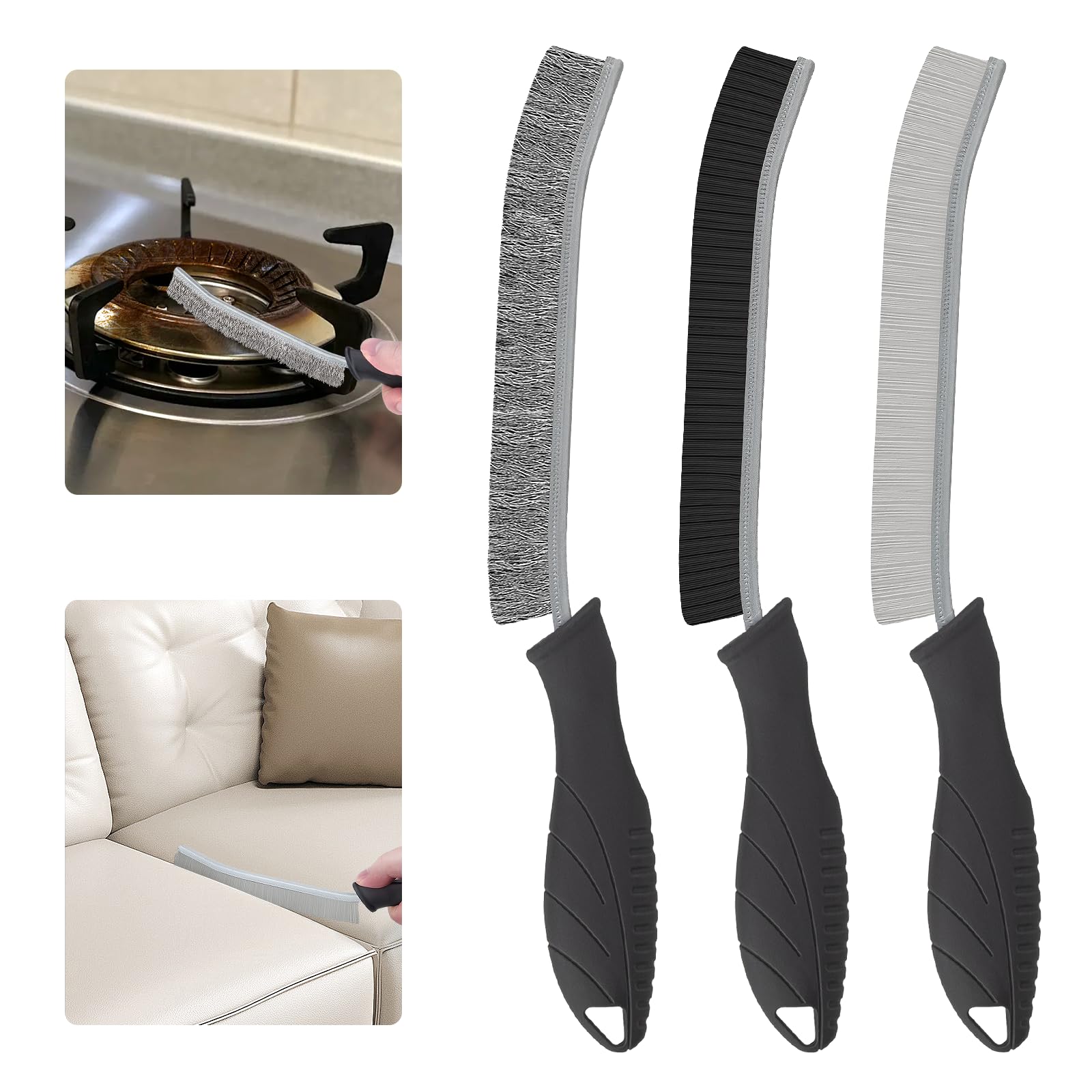 Sxhyf Cleaning Brush Set 3Pcs - Wire Brush, Crevice Cleaning Brush, Home Cleaning Supplies for Removal Dust, Remove Dirt and Rust, Multifunctional Gadgets for Kitchen, Bathroom, Vehicle, Grout