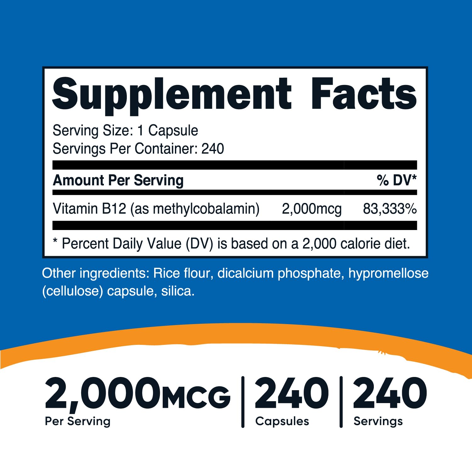 Nutricost Vitamin B12 (Methylcobalamin) 2000mcg, 240 Capsules - Vegetarian Caps, Non-GMO, Gluten Free B12 Supplement