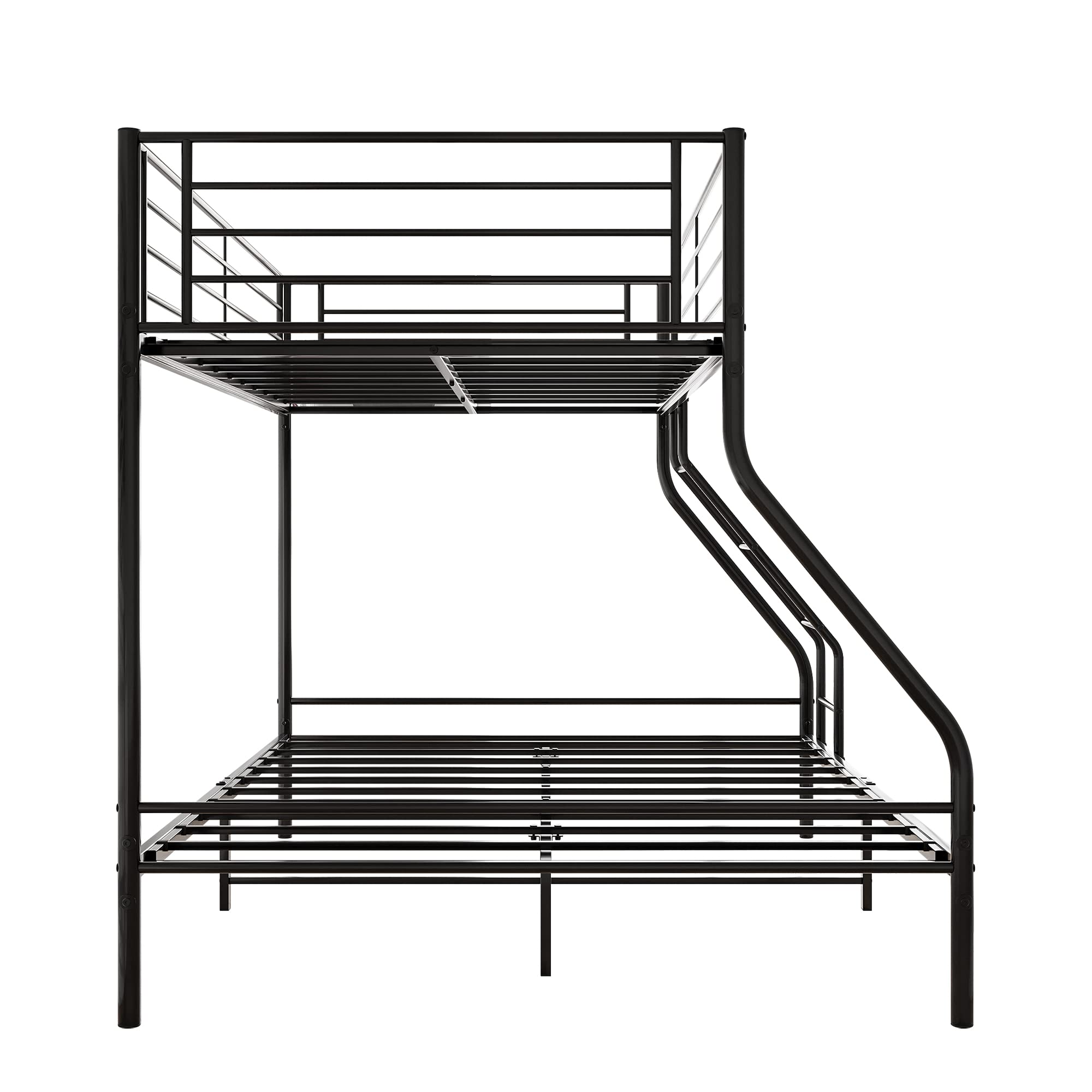 LostCat Twin Over Full Metal Bunk Bed,Heavy Duty Bunk Beds Frame w/Enhanced Upper-Level Guardrail and Ladders Suitable for Kids/Teen/Adults,No Box Spring Needed,Easy Assembly,Black