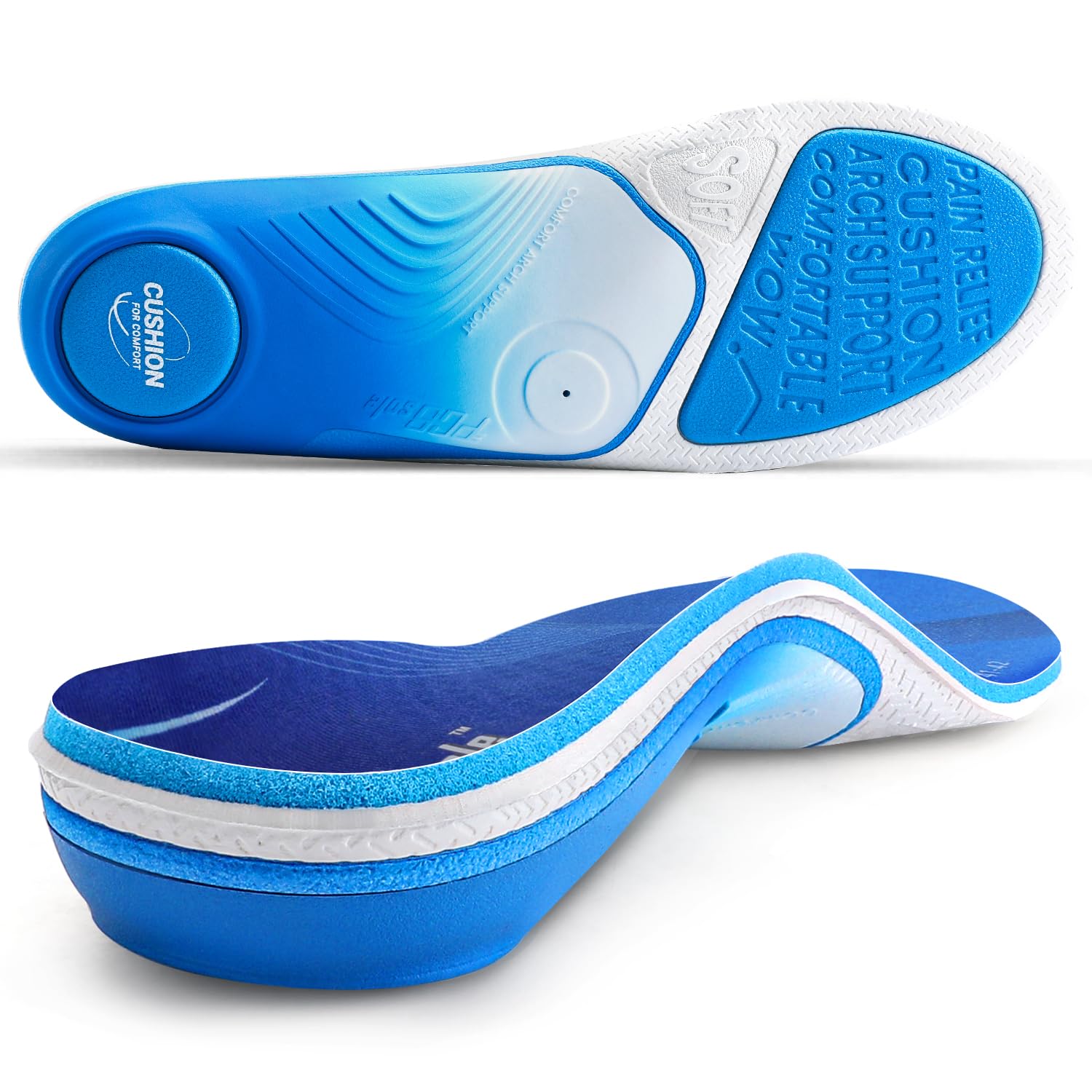 PCSsole Orthotic Insoles Pro (Gen 2 for Plantar Fasciitis Relief - 240+lbs Heavy Duty High Arch Support Inserts with Max Cushion & Comfort - Shoe Insert for Flat Feet, Heel Pain, Overpronation