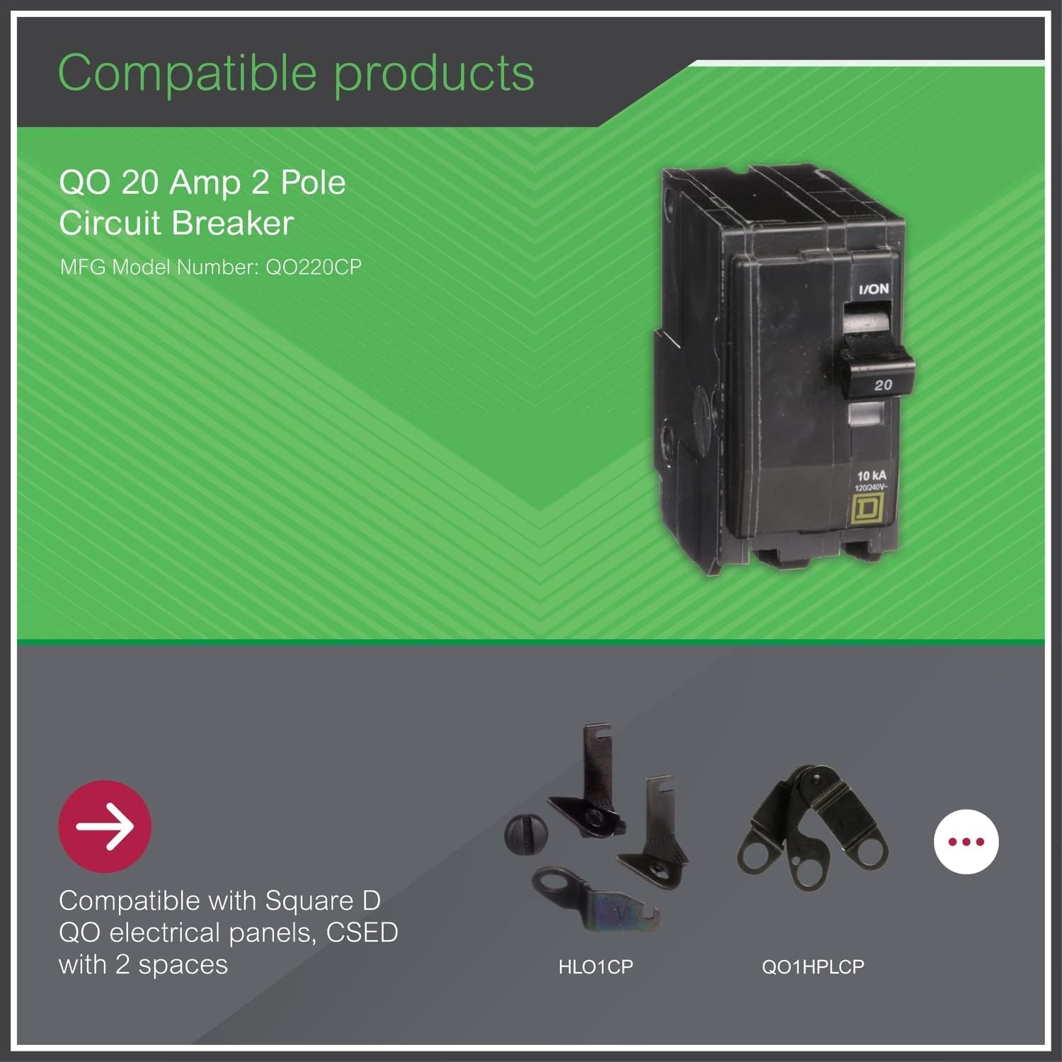 Telemecanique Sensors - QO220CP QO 20Amp Two-Pole Circuit Breaker