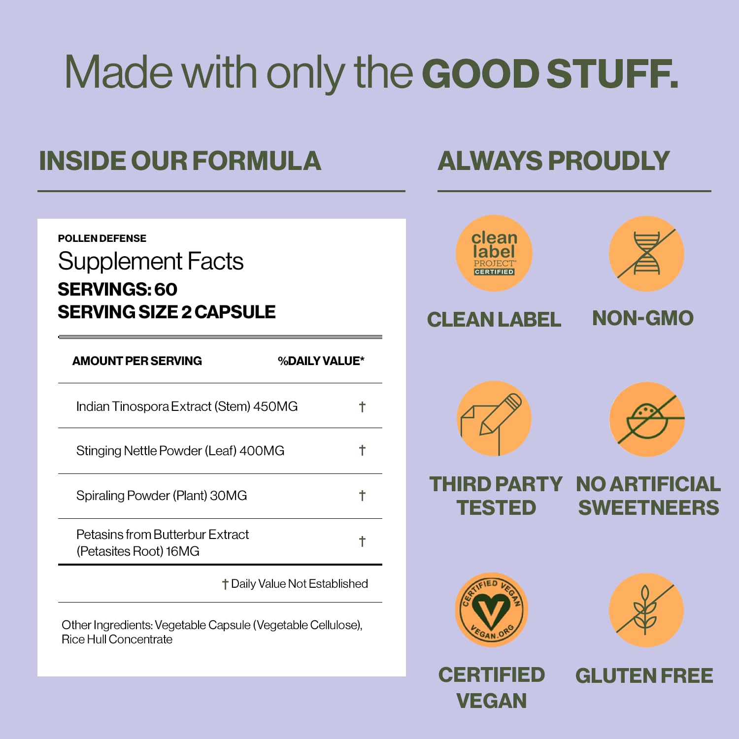 Hilma Natural Sinus Support, All Day Allergy and Sinus Relief from Pollen and Dust w/Butterbur, Stinging Nettles and Spirulina, Non-Drowsy, Organic, Clinically Proven Ingredients, 120 Vegan Capsules