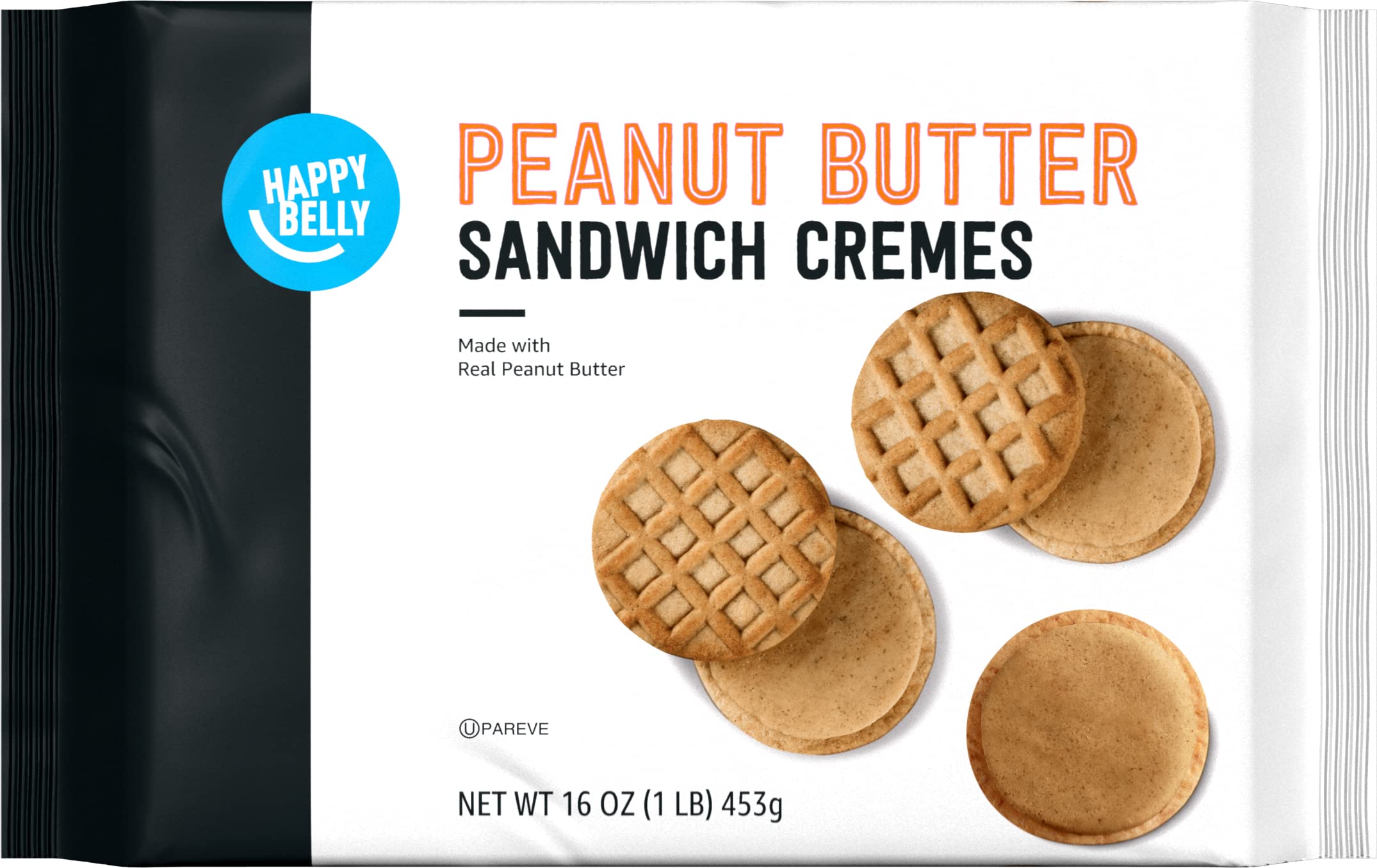 Amazon Brand - Happy Belly Peanut Butter Sandwich Cremes, 1 pound (Pack of 1) (Reformulation)