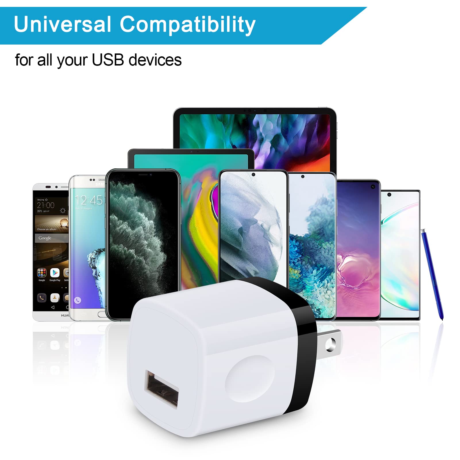 Charging Block,Charger Box,5Pack Travel Single Port USB Wall Charger Brick Cubes for iPhone 16/15/14/13/12/X/8/8 Plus/7/6S,Samsung Galaxy S24 S23 S22 A14 S10e S10 S9 S8/S7/S6/Note 9/8,LG G8 G7,Moto