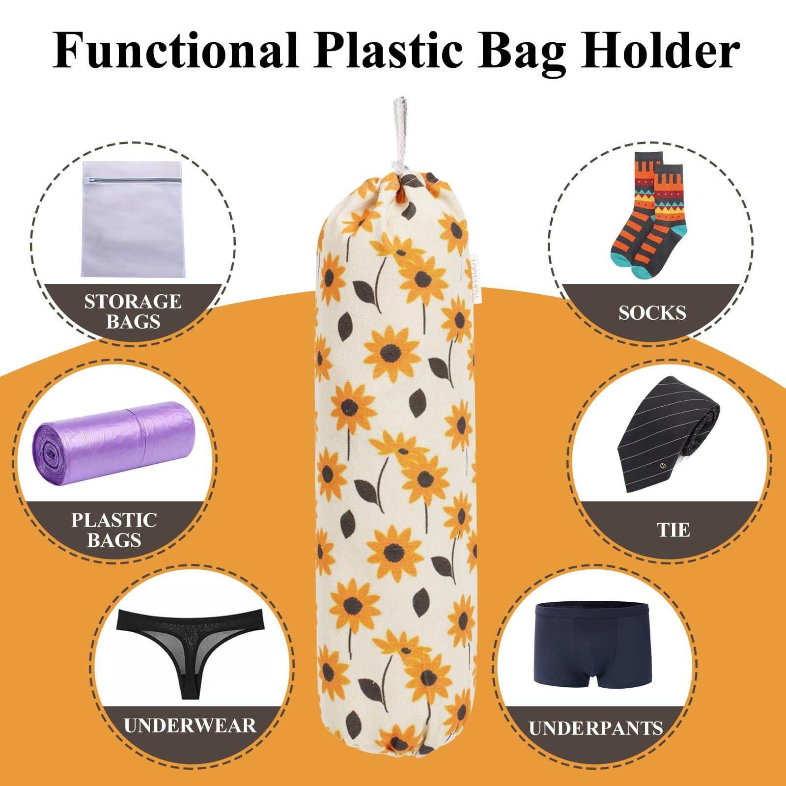 TOGETRUE Plastic Bag Holder, Wall Mount Plastic Bag Organizer Dispenser, Heavy Duty Grocery Bag Storage Holder for Home Kitchen Camper