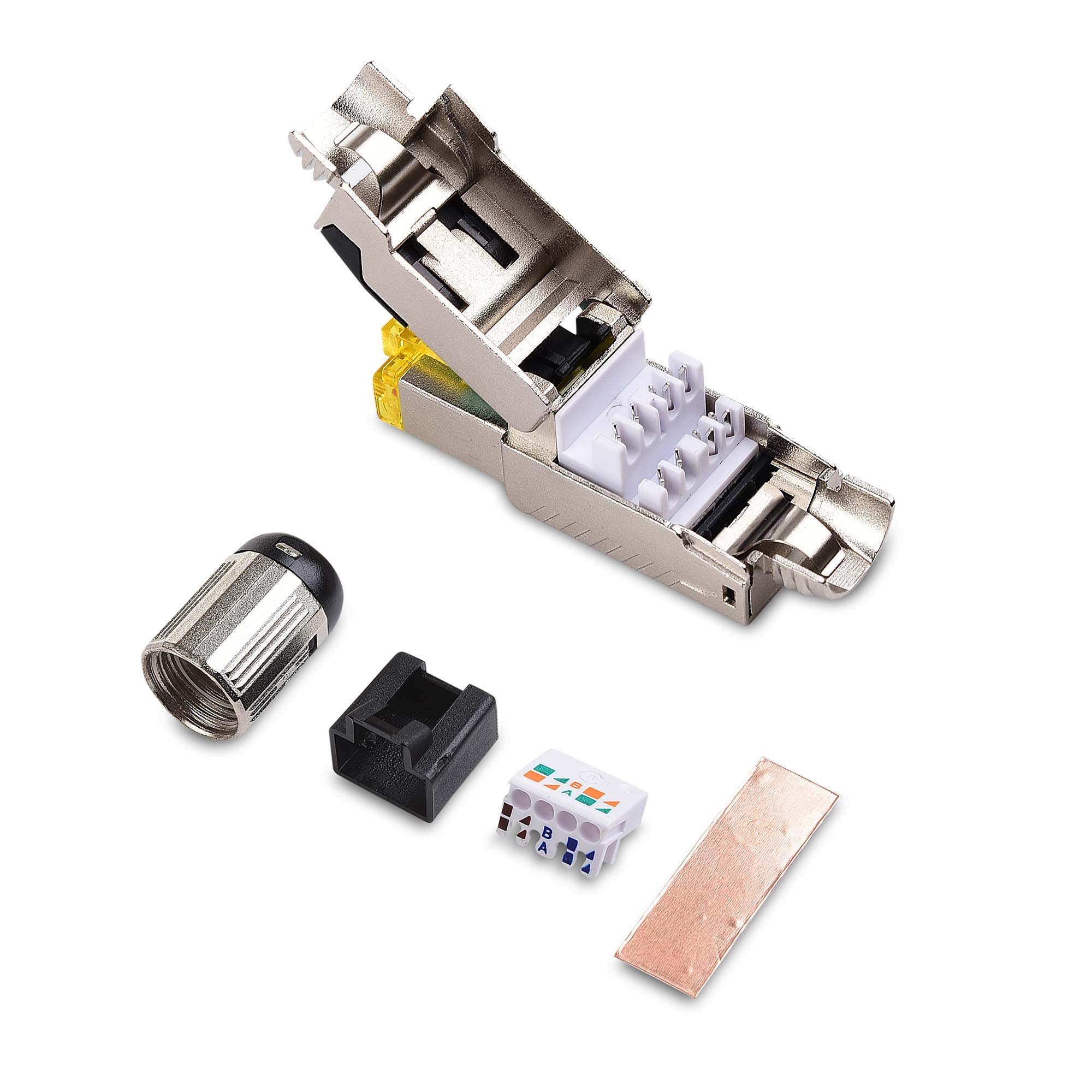 Cable Matters 10Gbps 6-Pack Tool-Free Shielded Cat6a / Cat6 RJ45 Termination Plug Connector, Cat6 Connector, Cat6 Plug