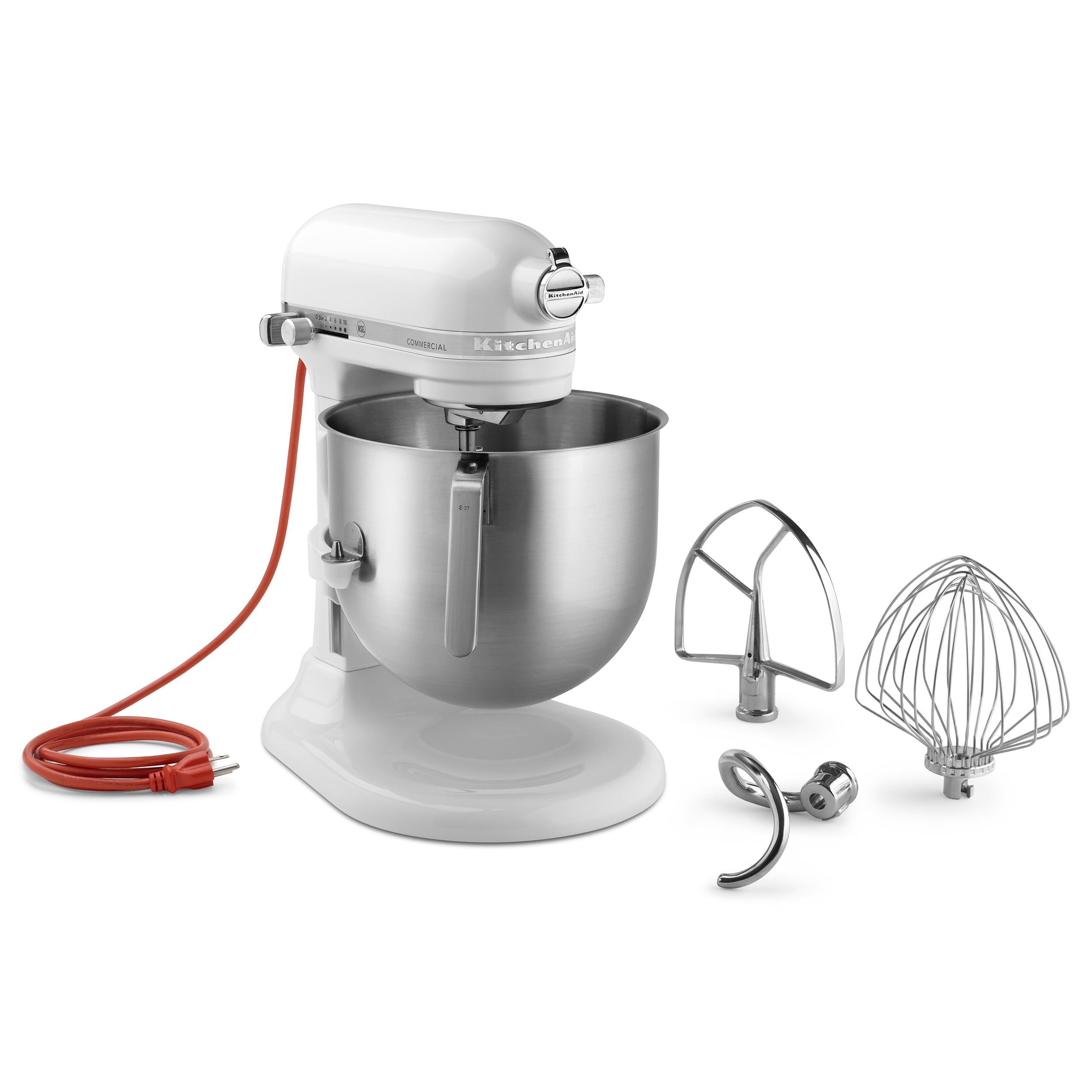 KitchenAid KSM8990WH 8-Quart Commercial Countertop Mixer, 10-Speed, Gear-Driven, White