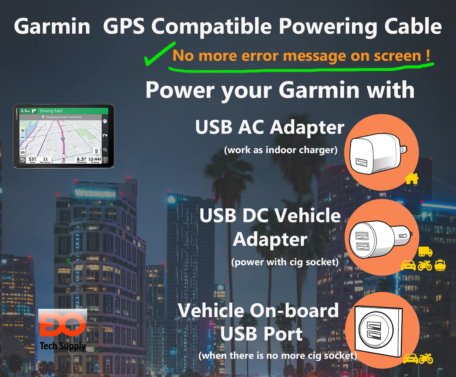 EDO Tech 6 Ft Mini USB Car Charger Power Cord for Garmin Nuvi Drive DriveSmart DriveAssist DriveTrack RV Auto Handheld Navigation GPS TA20 Compatible