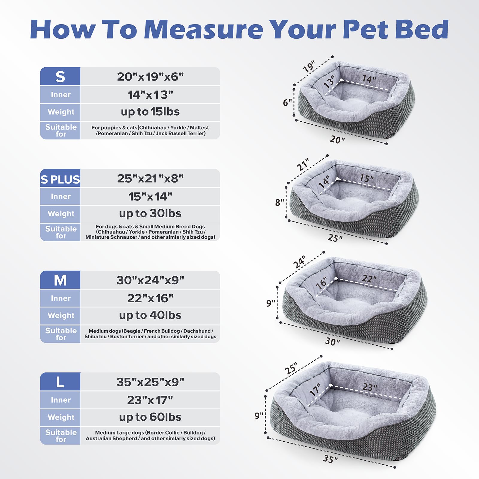 INVENHO Medium Dog Beds for Medium Dogs Washable, Rectangle Dog Bed Medium Size Dog, Orthopedic Dog Bed, Warming Soft Calming Sleeping Puppy Bed Durable Pet Bed with Anti-Slip Bottom M(30"x24"x9")