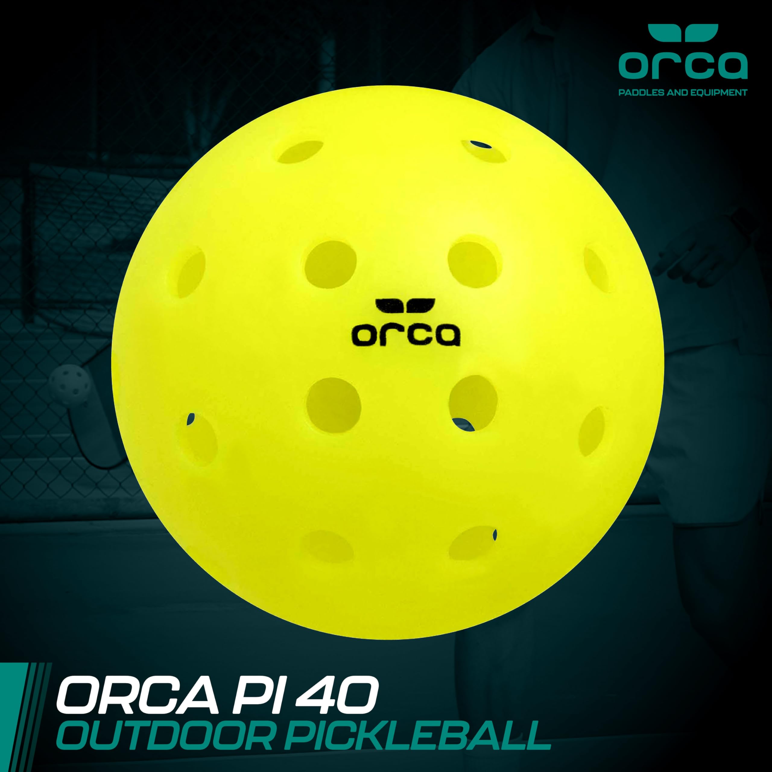 Orca Pickleballs Pi 40, Outdoor 6 Pack, USAPA Approved Official Size 40 Hole Crack-Resistant Ball, Perfect for Tournament Hard-Court Surfaces