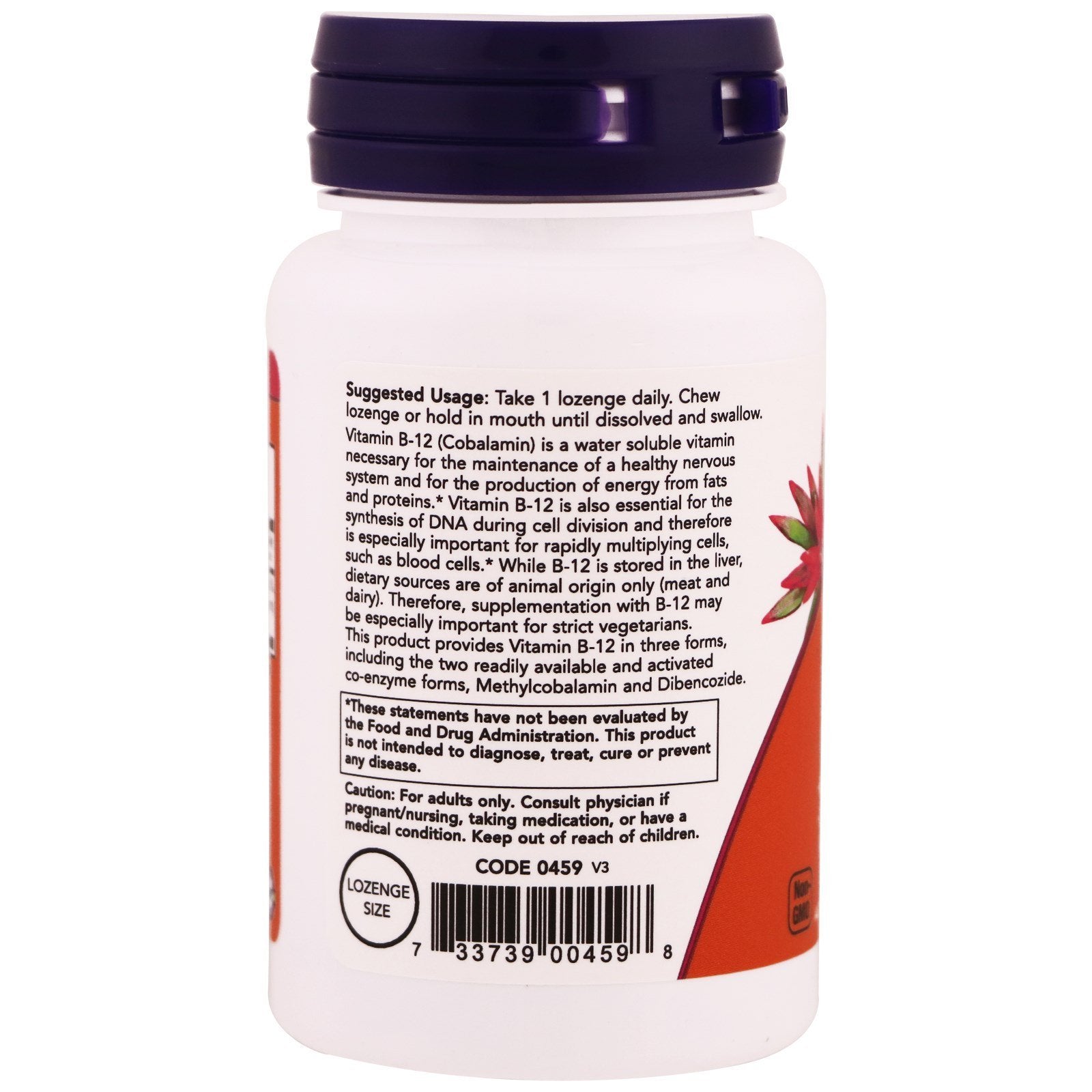 NOW Supplements, B-12 2,000 mcg, Energy Production*, Nervous System Health*, 100 Lozenges