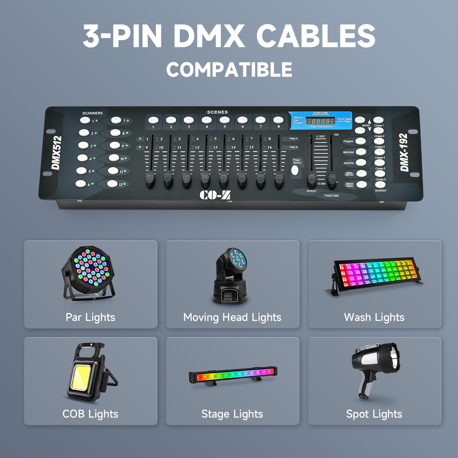 CO-Z 192 DMX 512 Stage DJ Light Controller Lighting Mixer Board Console for Light Shows, Party Disco Pub Night Club DJs KTV Bars and Moving Heads